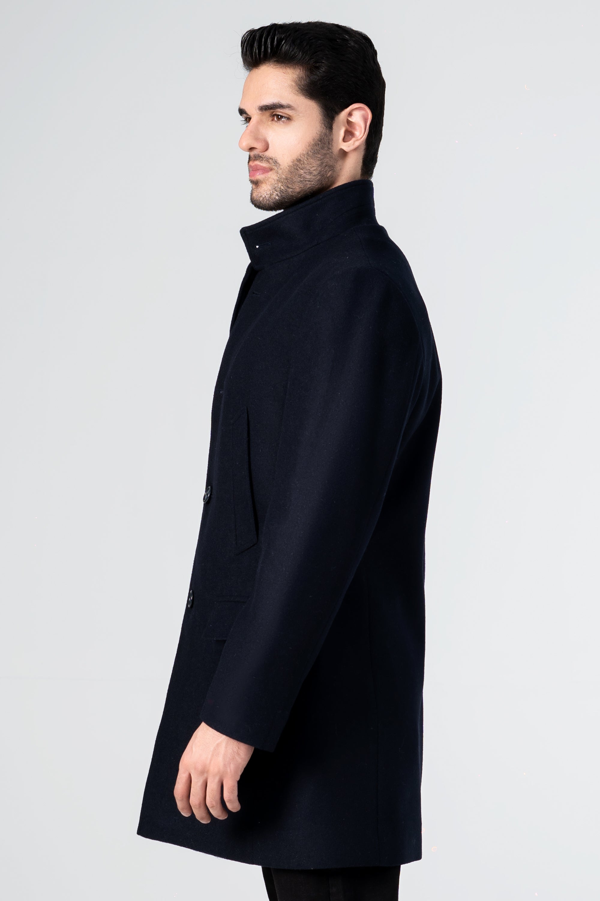 WOOLEN LONG COAT NAVY