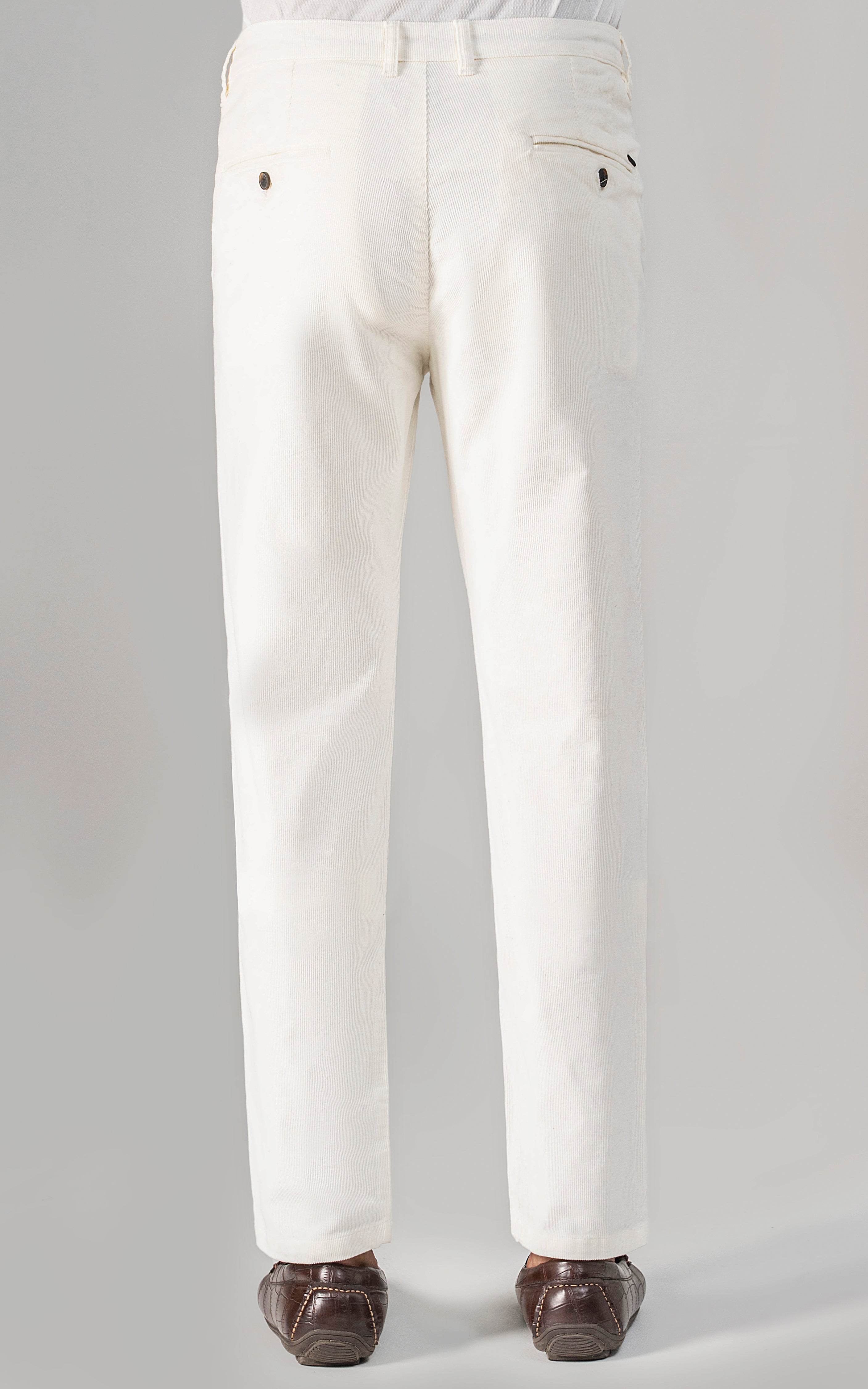 CORDUROY SMART FIT CASUAL PANT WHITE