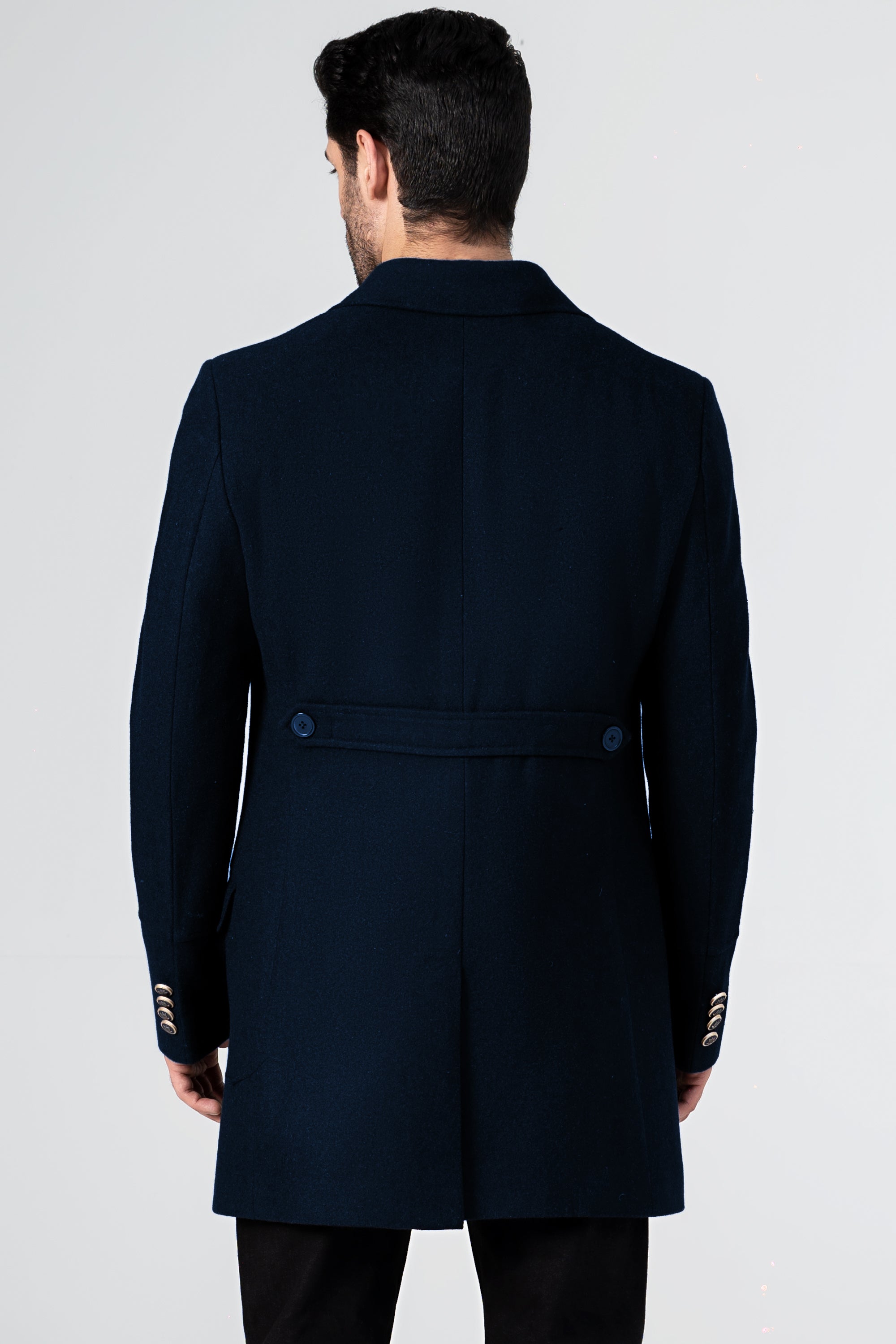 WOOLEN LONG COAT NAVY
