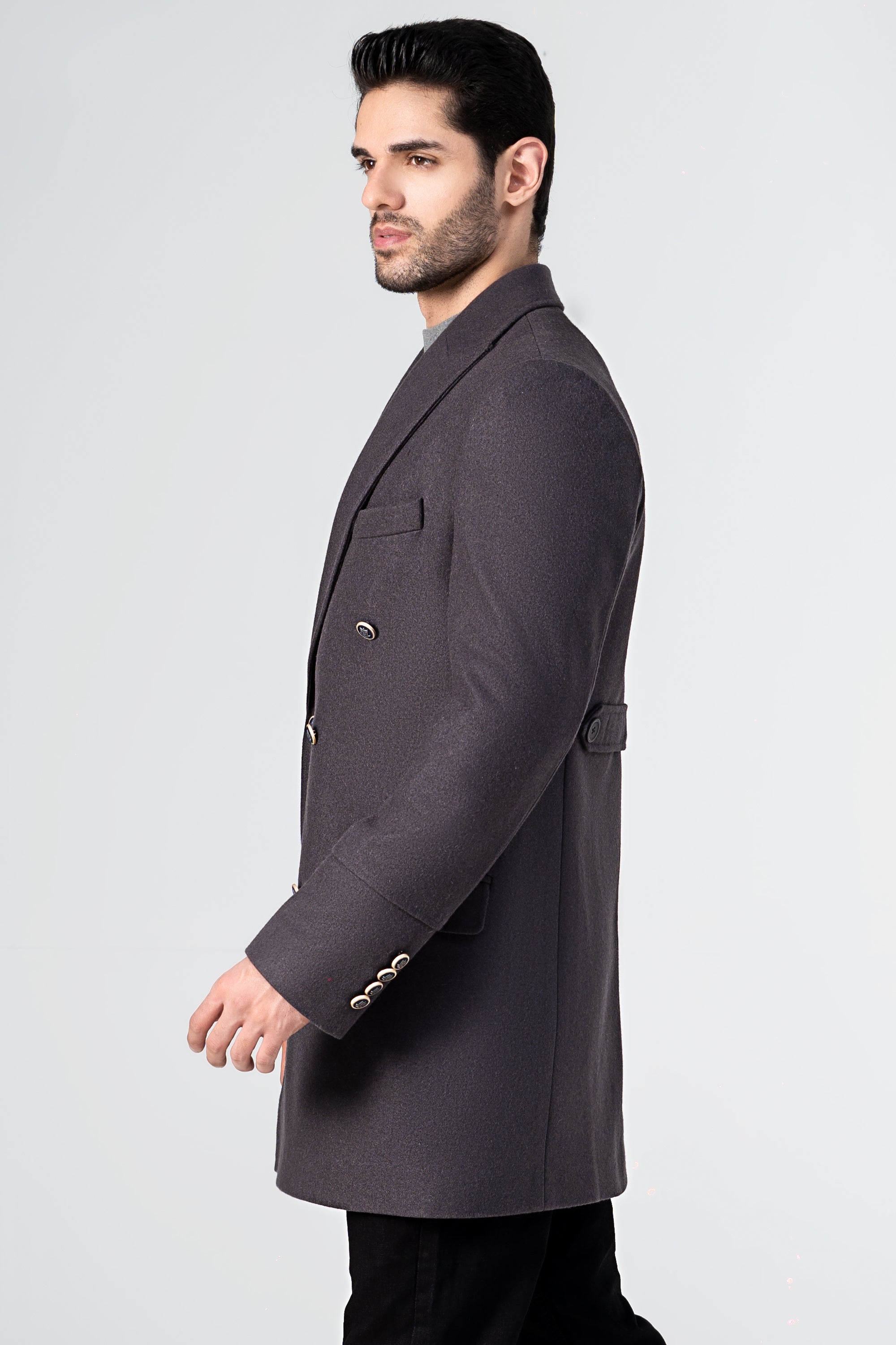 WOOLEN LONG COAT GRAPHITE