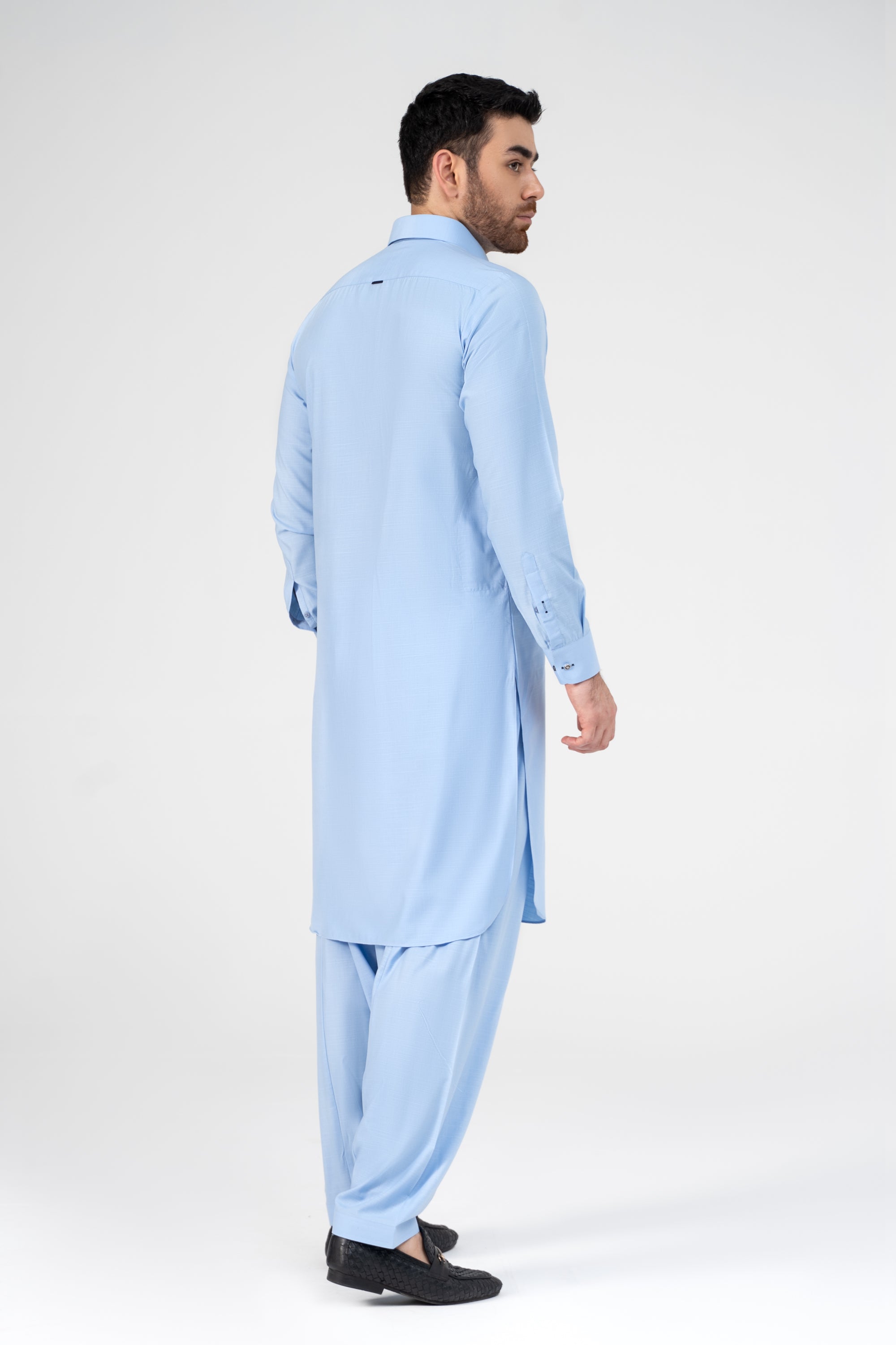 COTTON SLUB KAMEEZ SHALWAR SKY BLUE