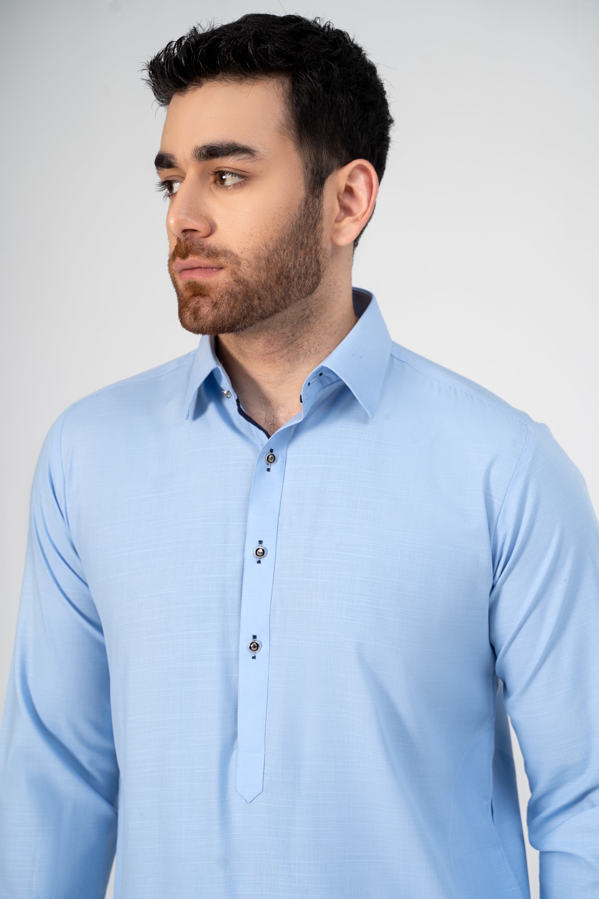COTTON SLUB KAMEEZ SHALWAR SKY BLUE