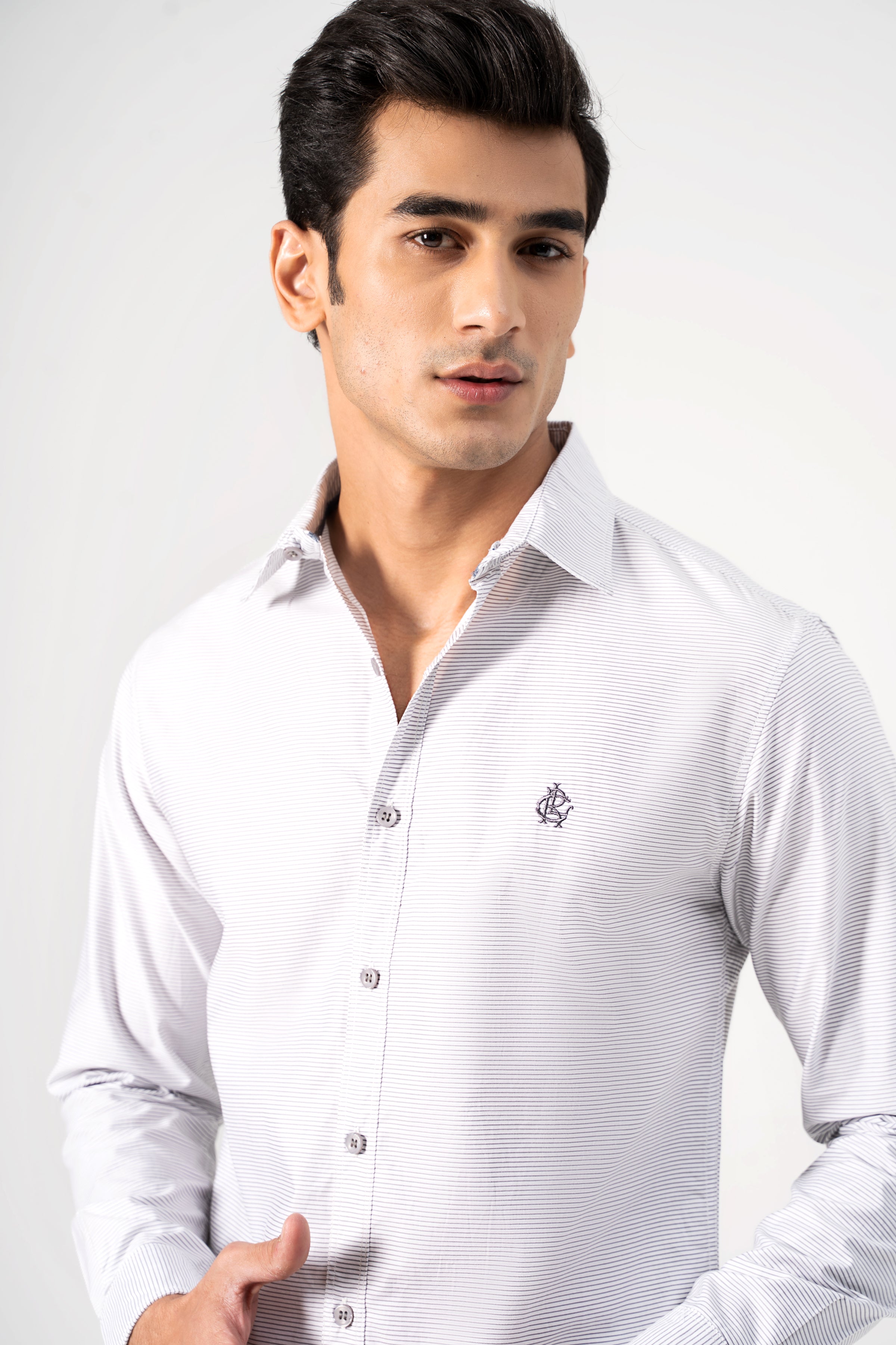 CASUAL SHIRT GREY WHITE