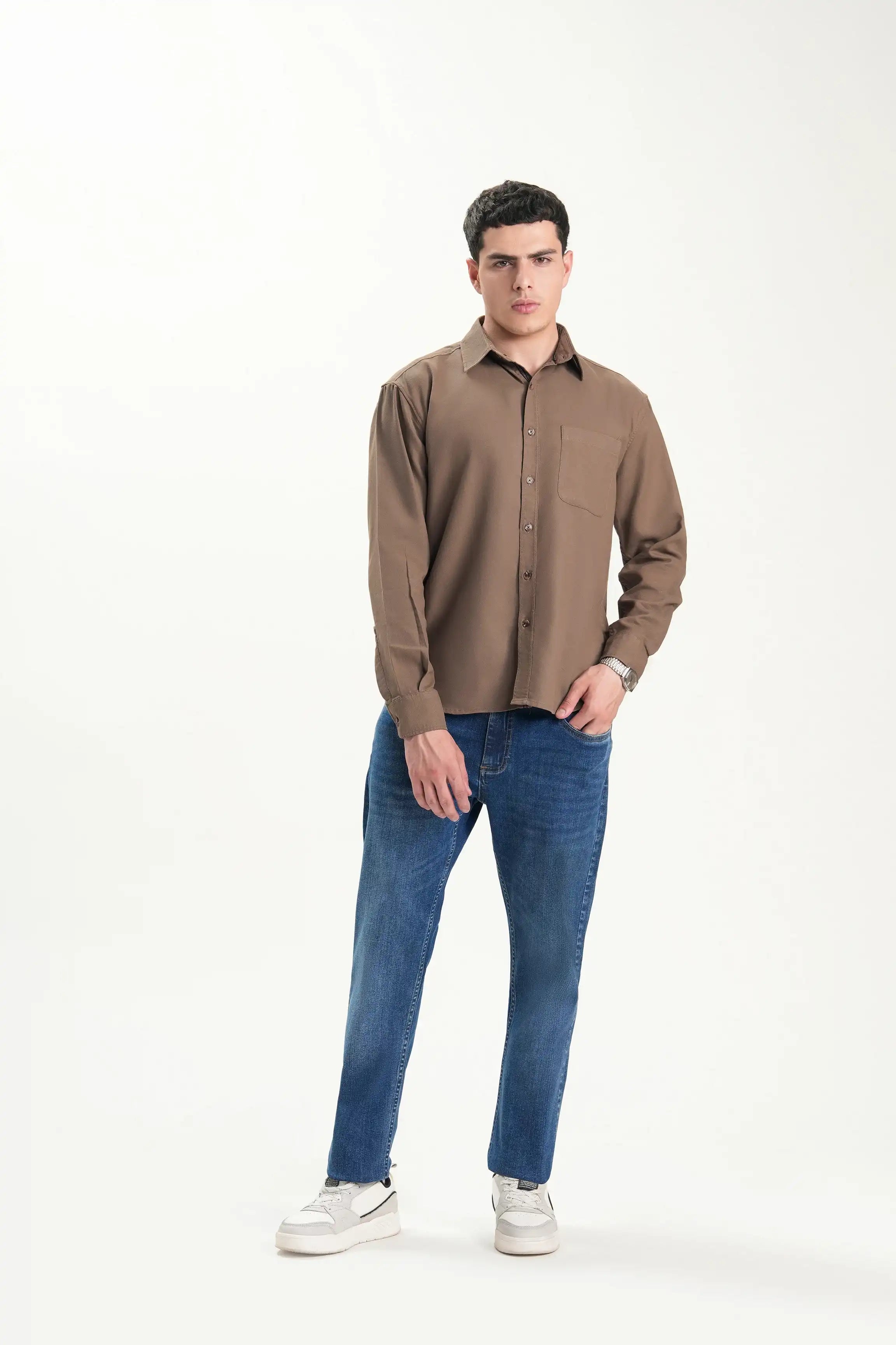 RELAXED FIT CASUAL SHIRT BROWN