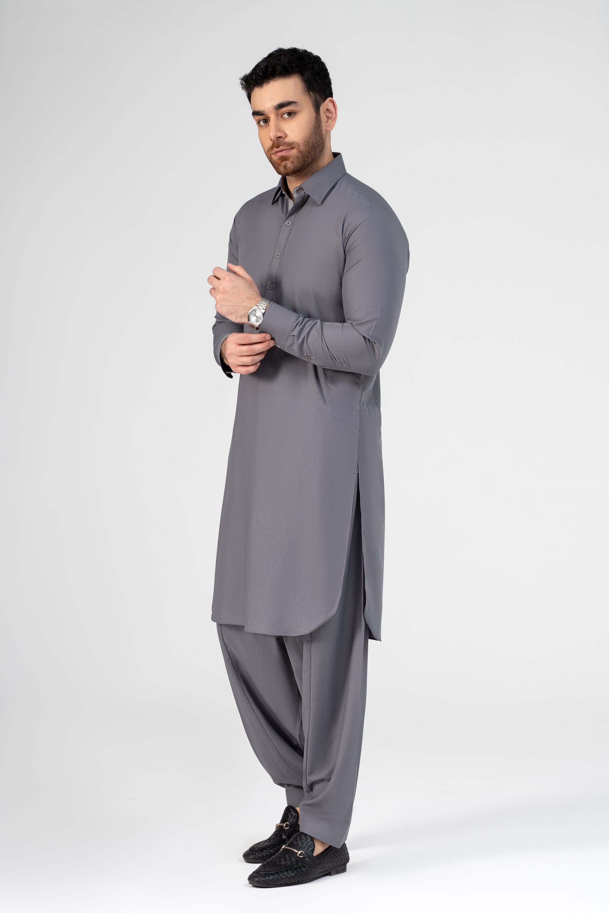SUPER SOFT BLENDED KAMEEZ SHALWAR LIGHT GREY