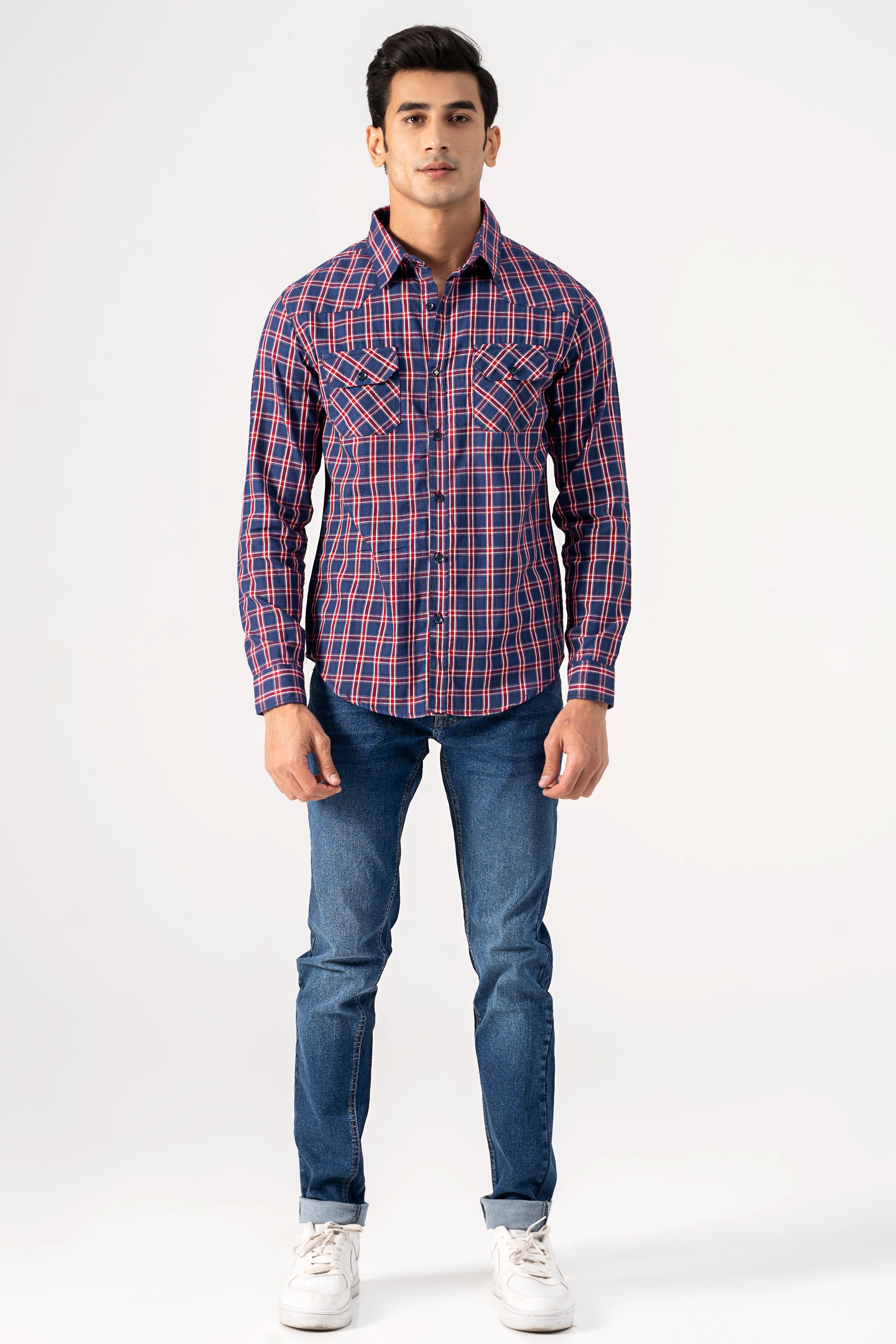 CASUAL SHIRT NAVY RED