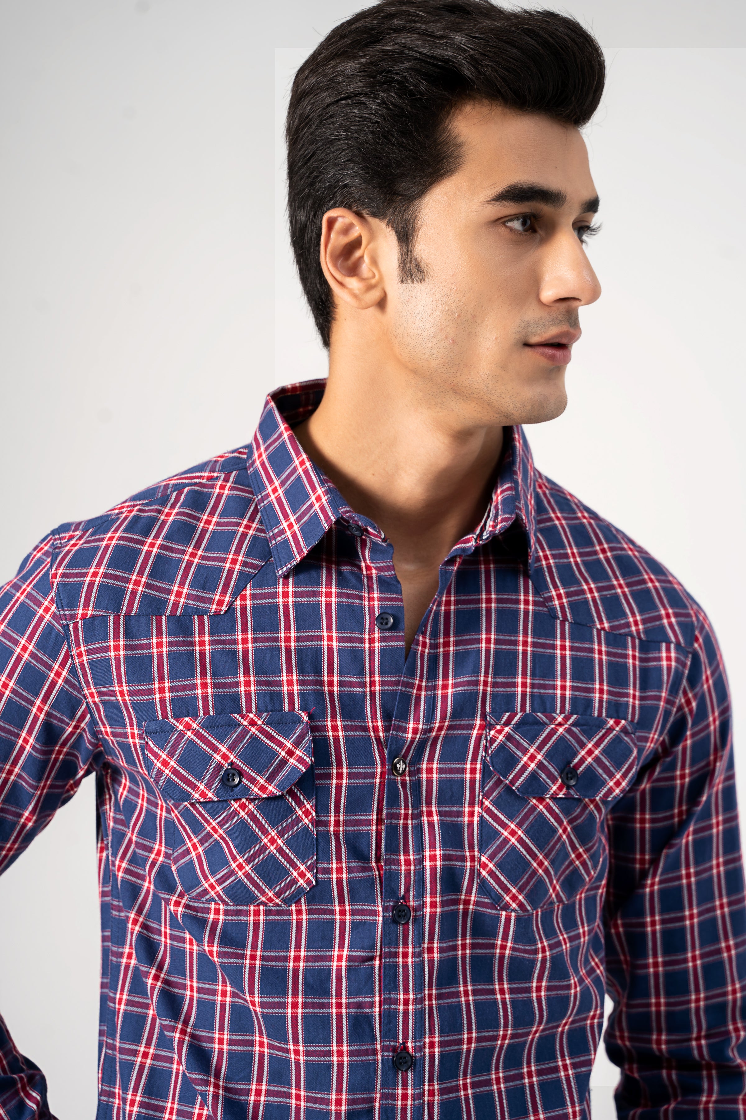 CASUAL SHIRT NAVY RED