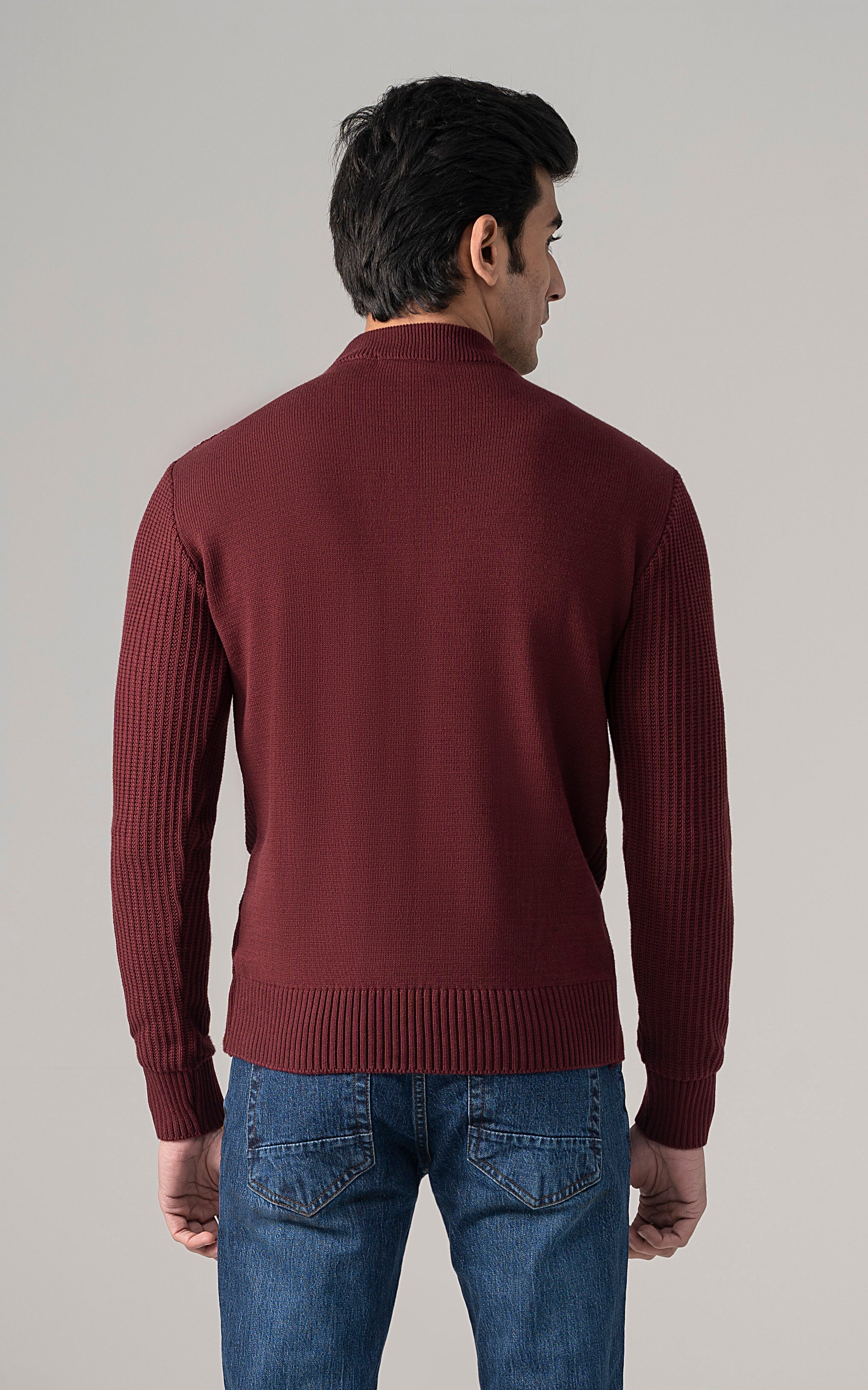 Knitted Mock Neck Maroon