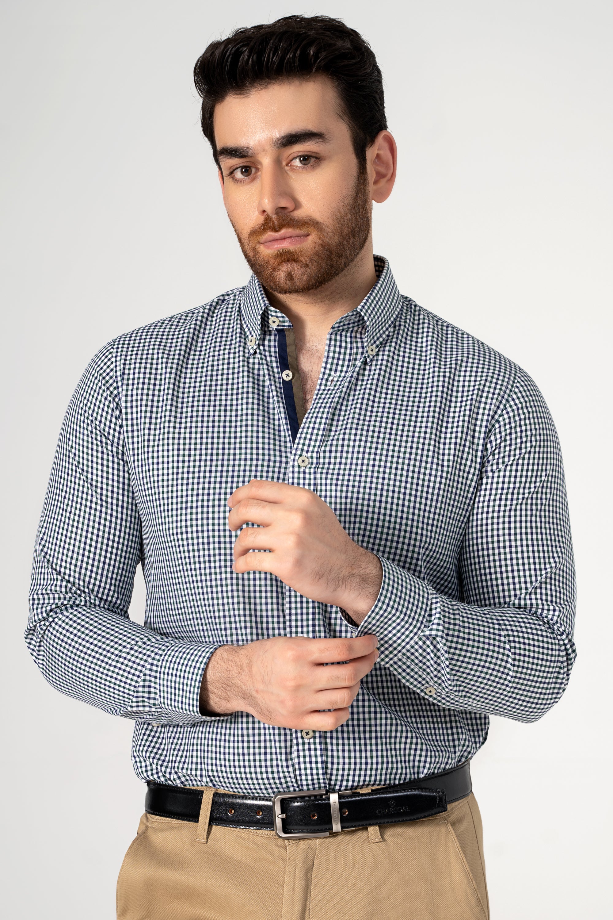 SEMI FORMAL SHIRT NAVY GREEN