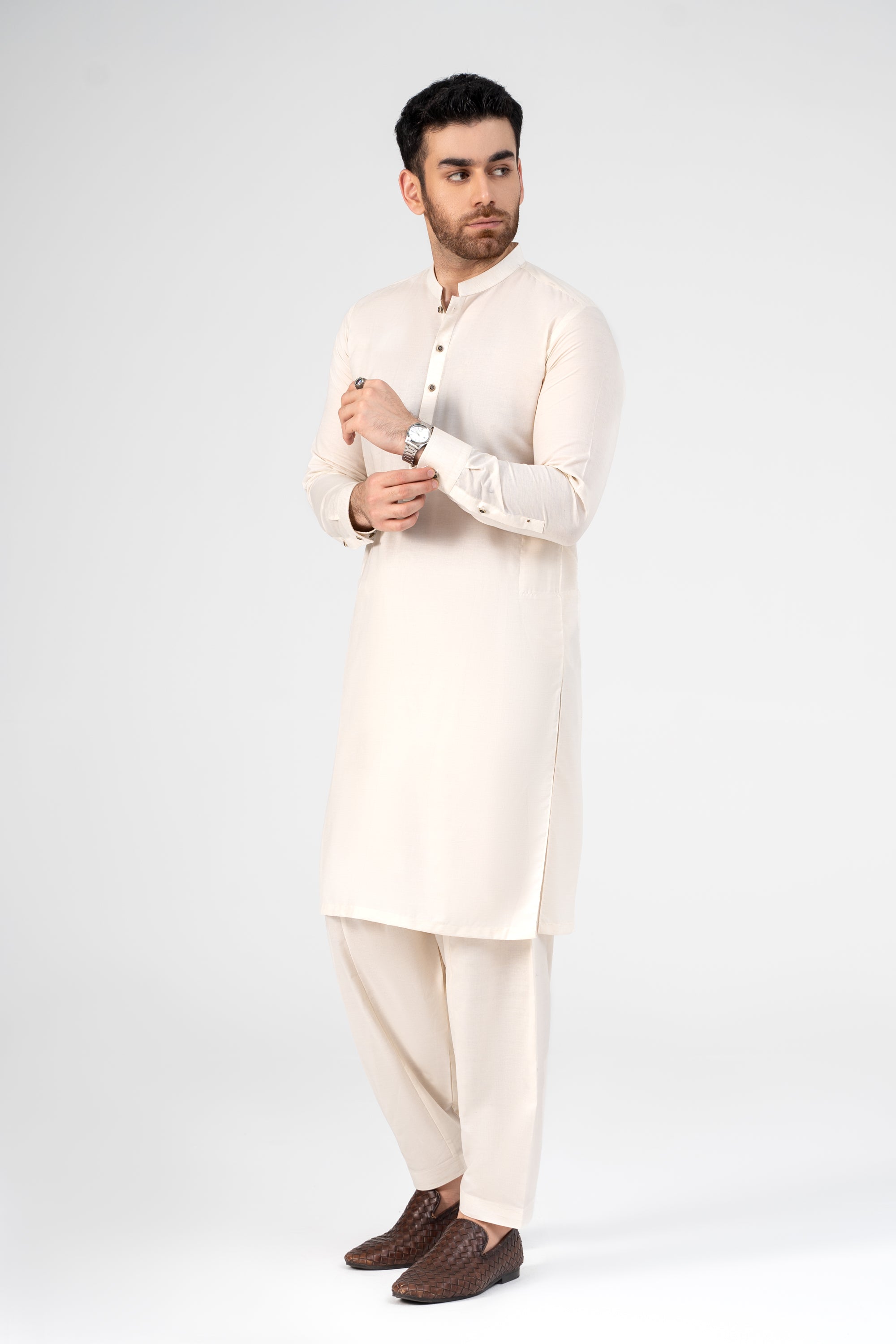 LIQUID AMMONIA PREMIUM BLENDED KAMEEZ SHALWAR OFF WHITE