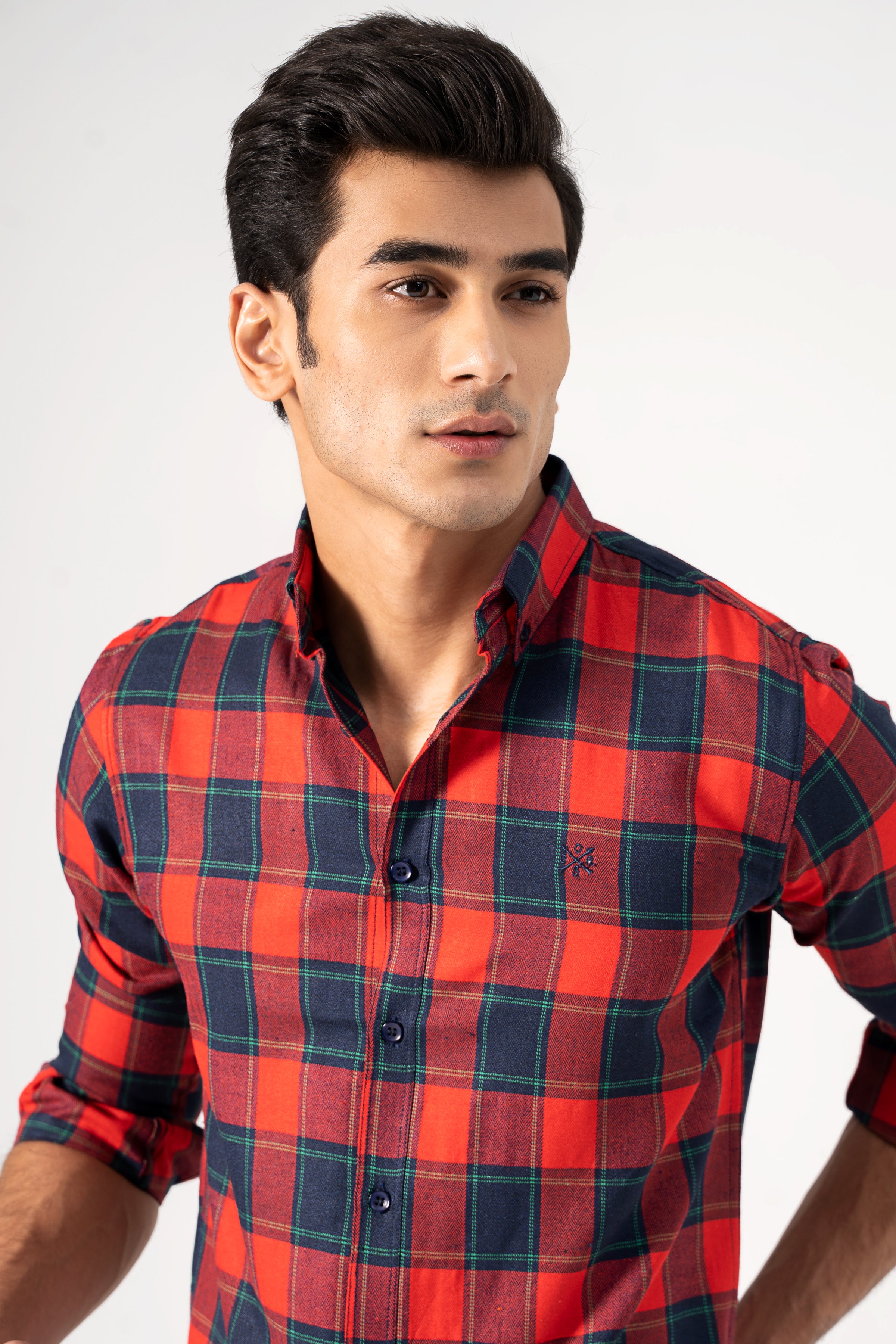 CASUAL SHIRT NAVY MAROON CHECK