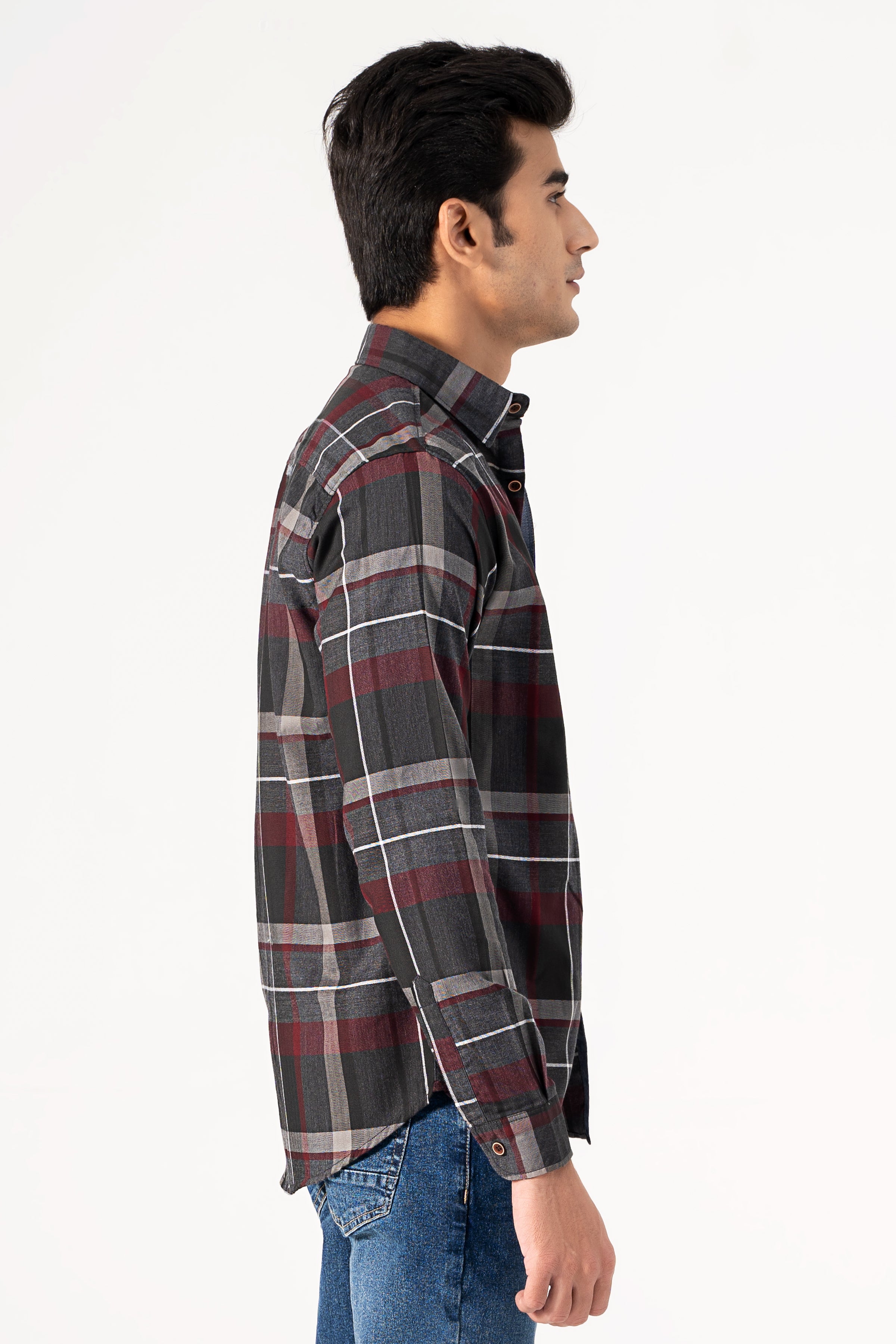 CASUAL SHIRT GREY MAROON