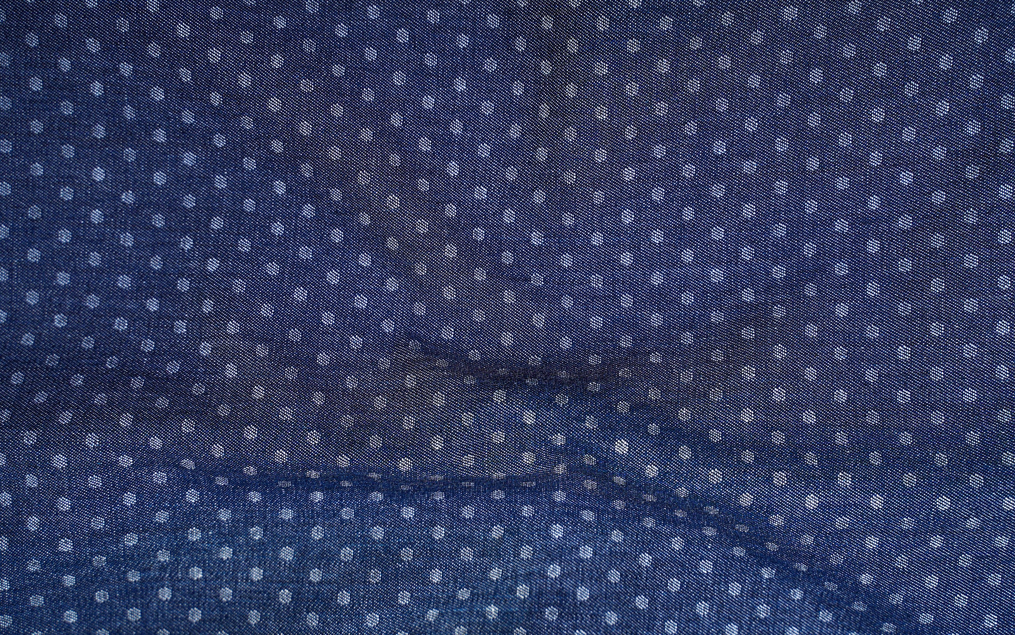 Blue dress shirt fabric with small dotted pattern