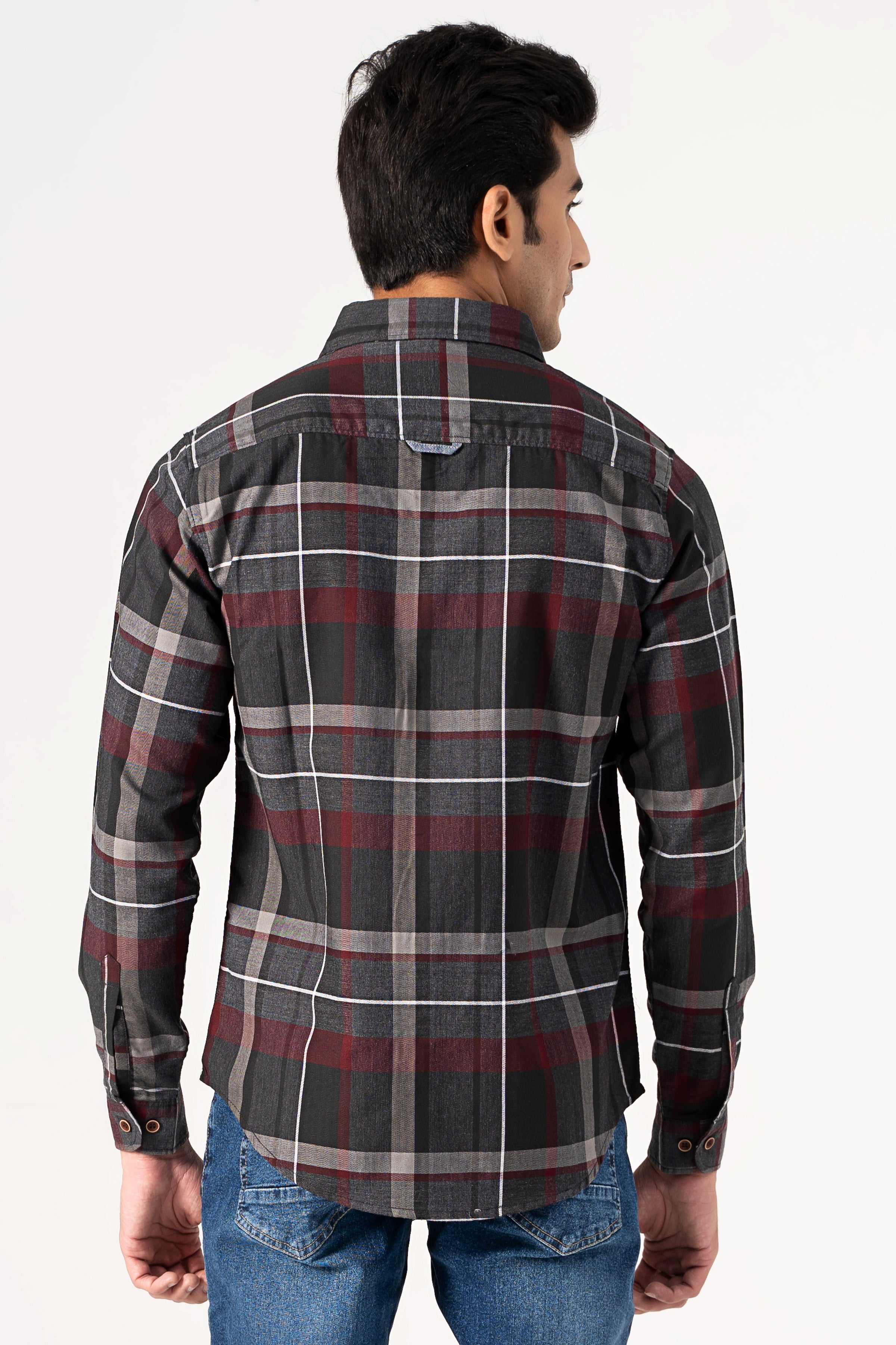 CASUAL SHIRT GREY MAROON