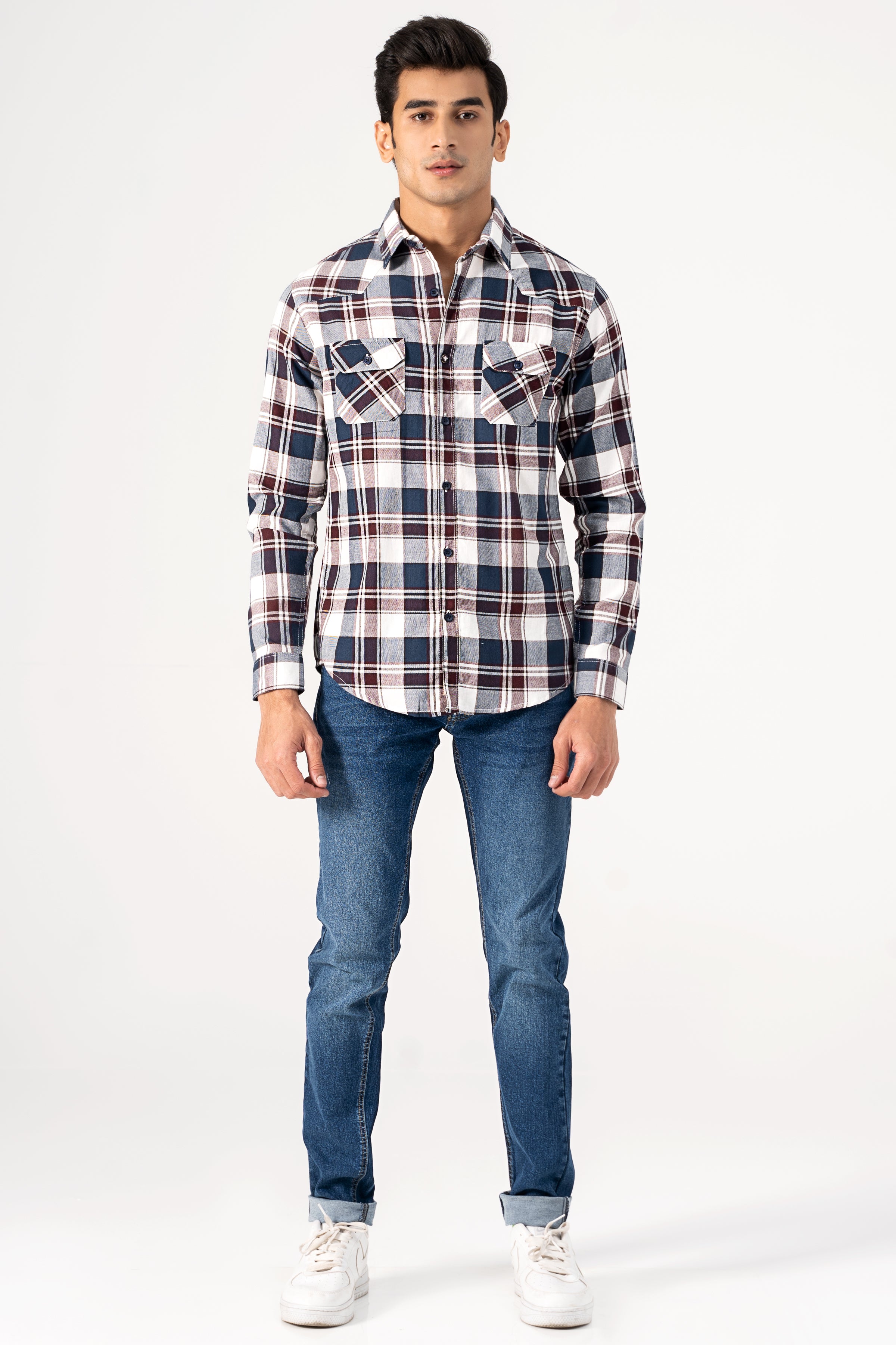 CASUAL SHIRT MAROON NAVY