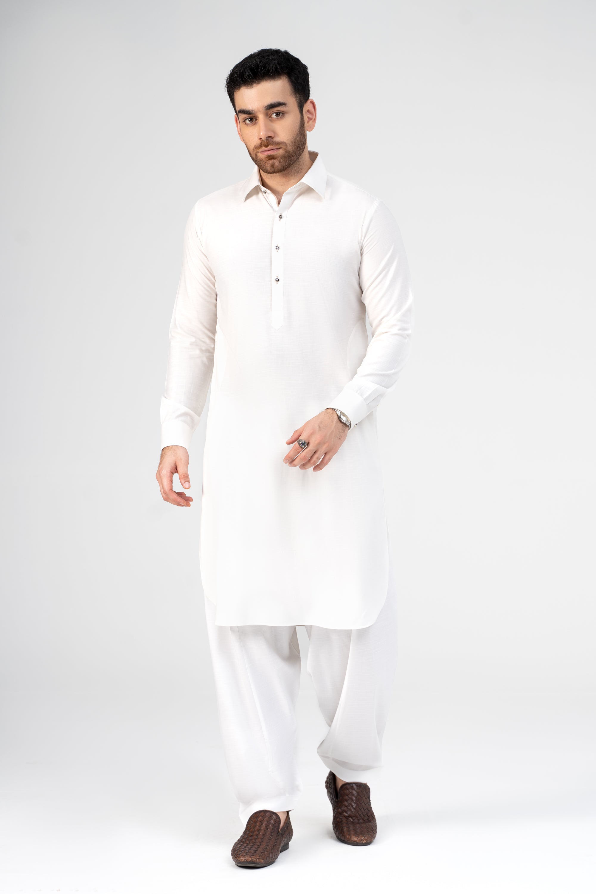 COTTON SLUB KAMEEZ SHALWAR WHITE