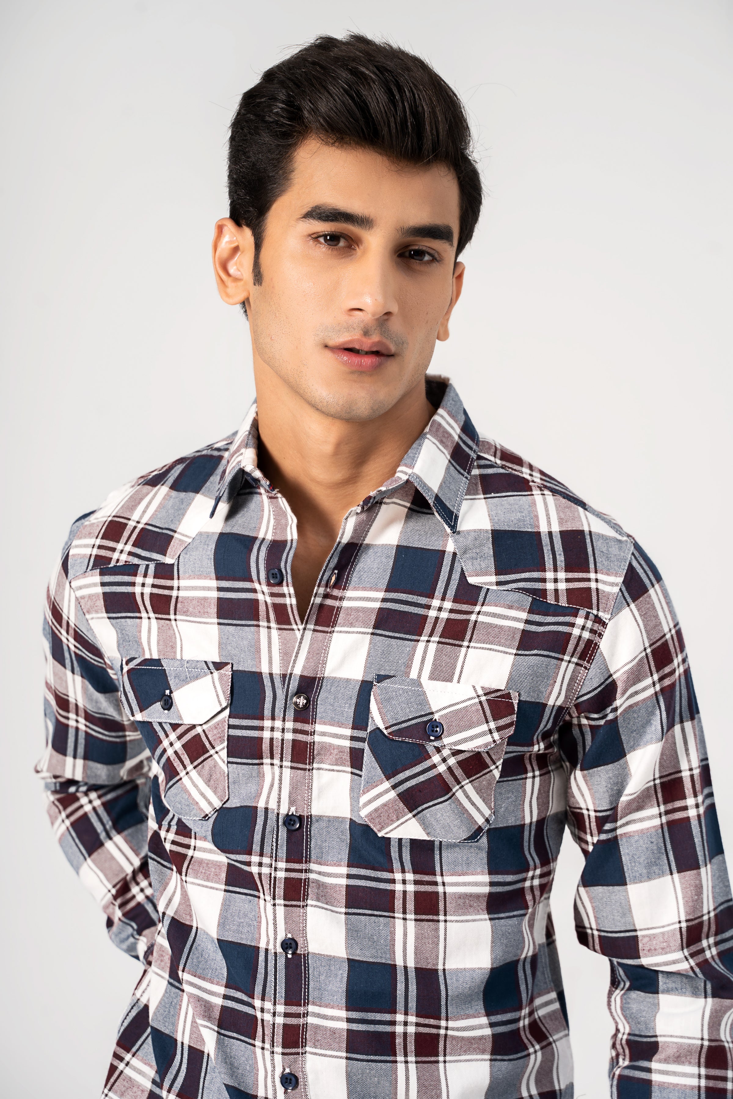 CASUAL SHIRT MAROON NAVY