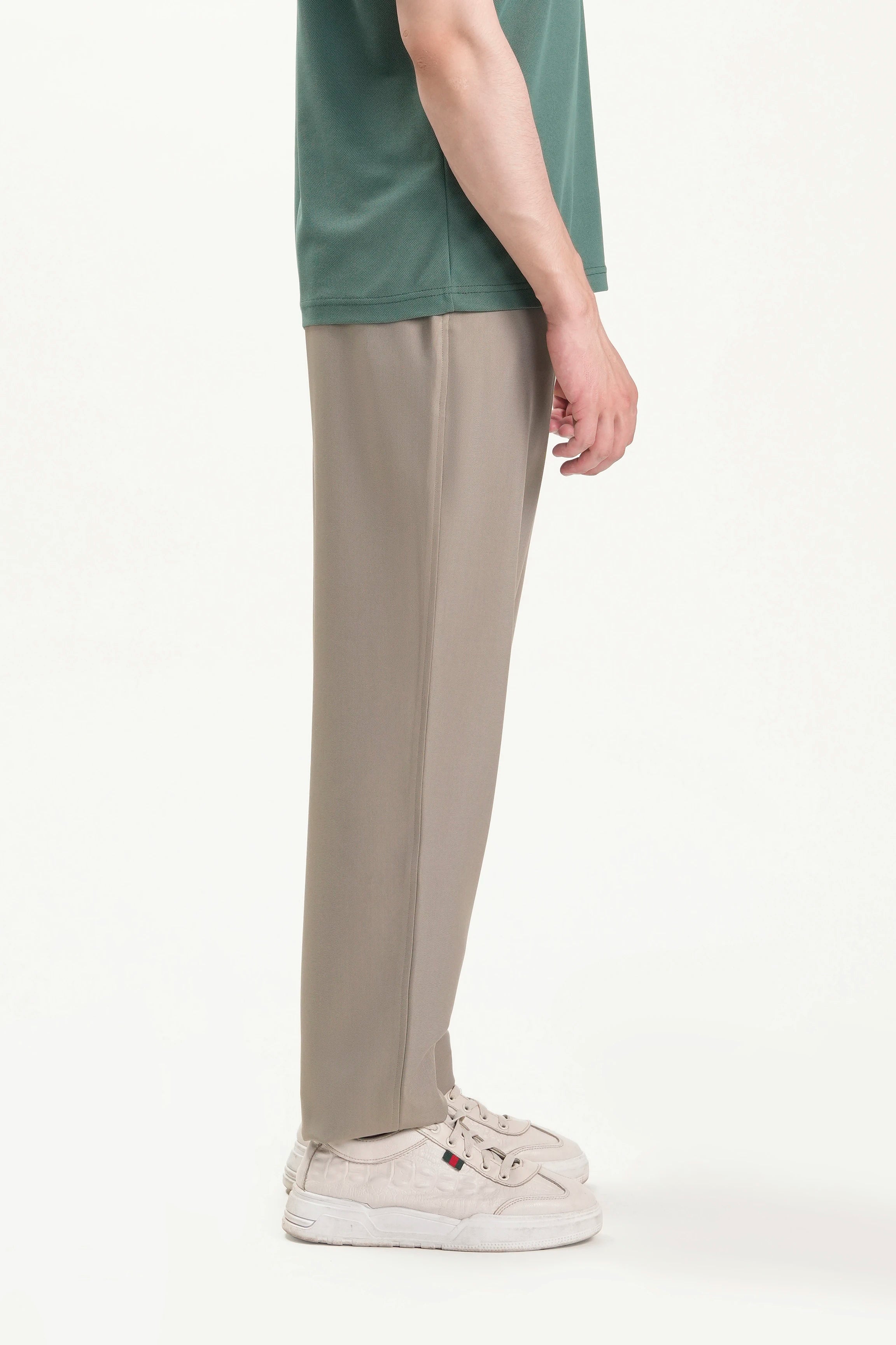 ELASTICATED WAIST CASUAL PANT KHAKI