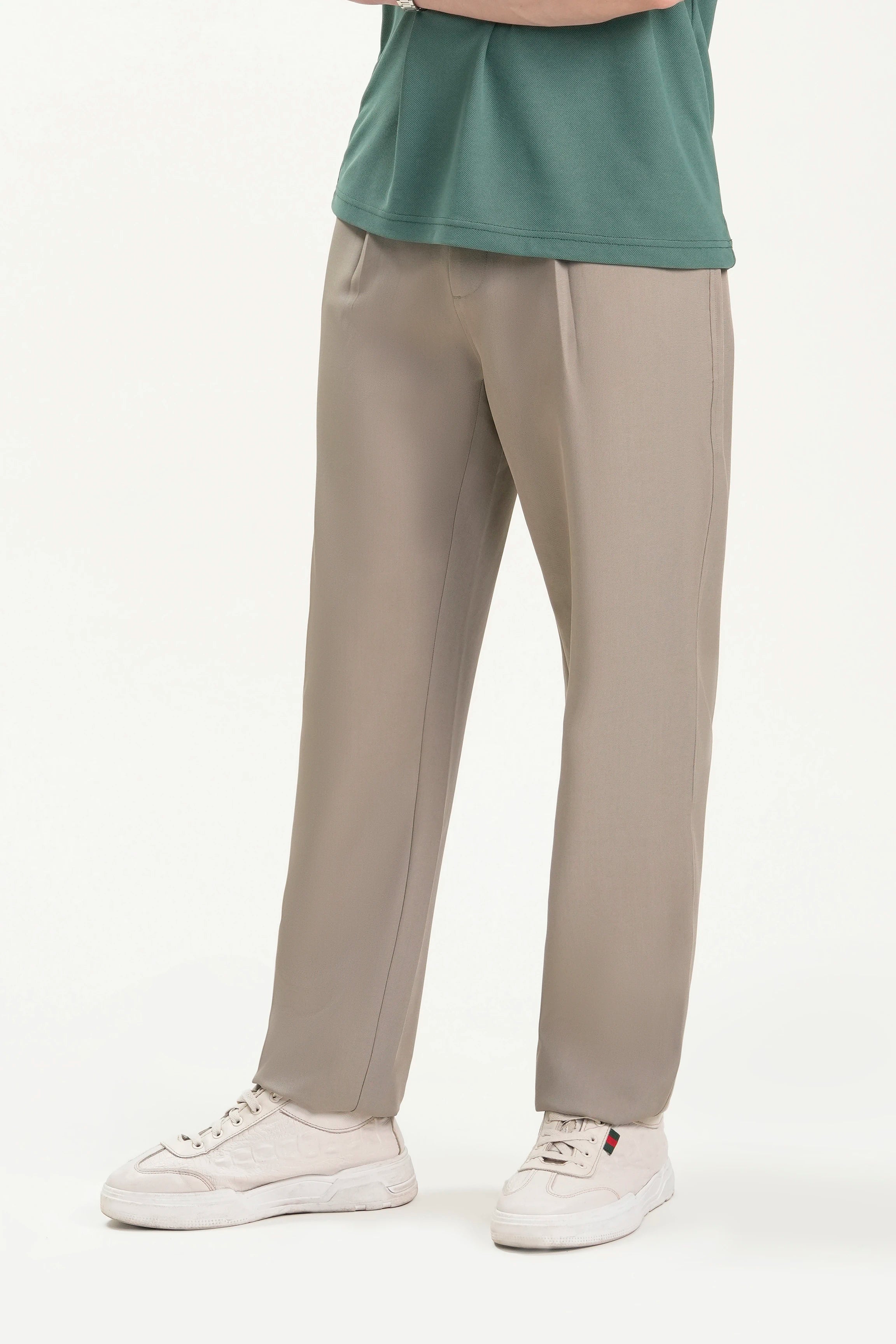 ELASTICATED WAIST CASUAL PANT KHAKI