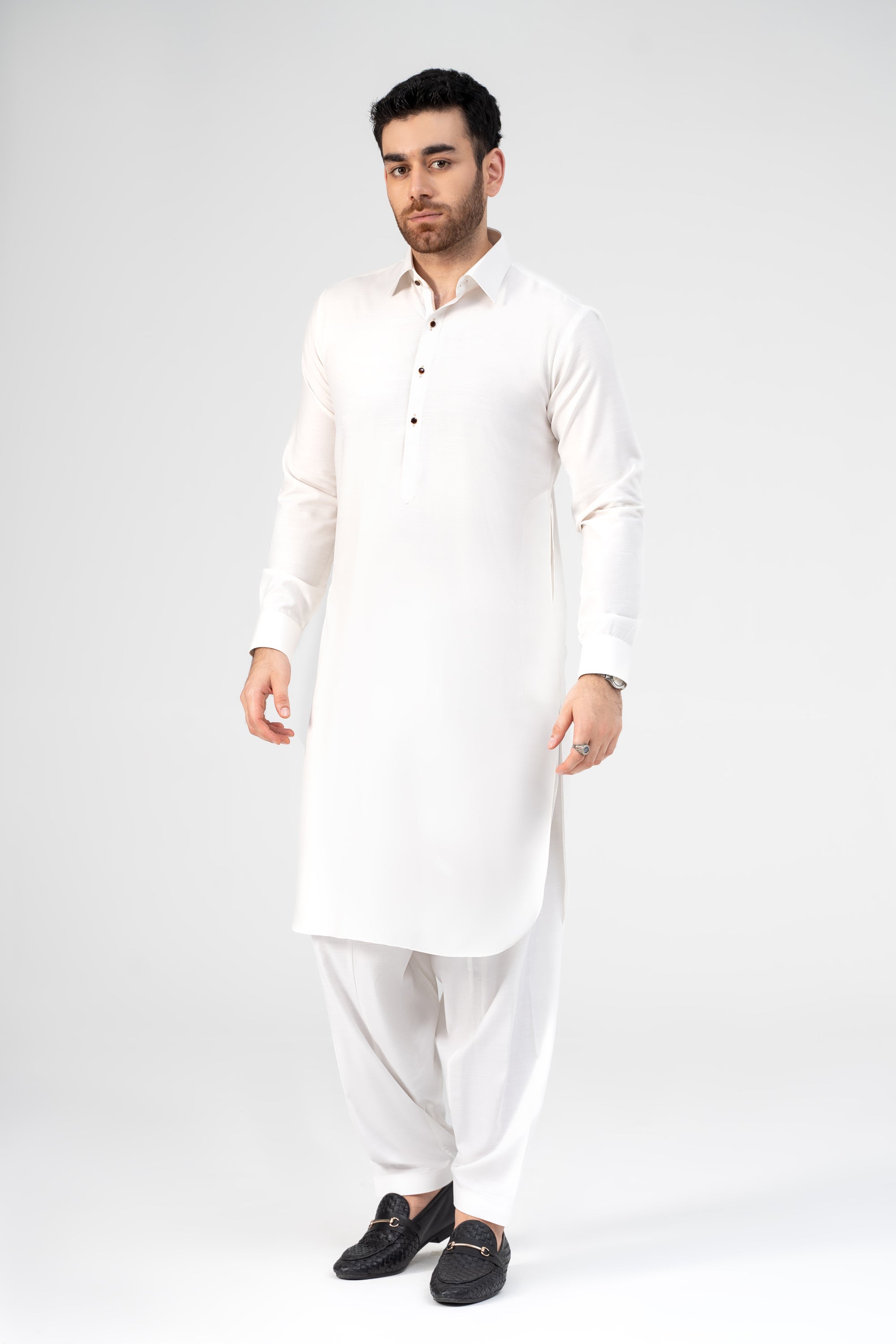 COTTON SLUB KAMEEZ SHALWAR OFF WHITE