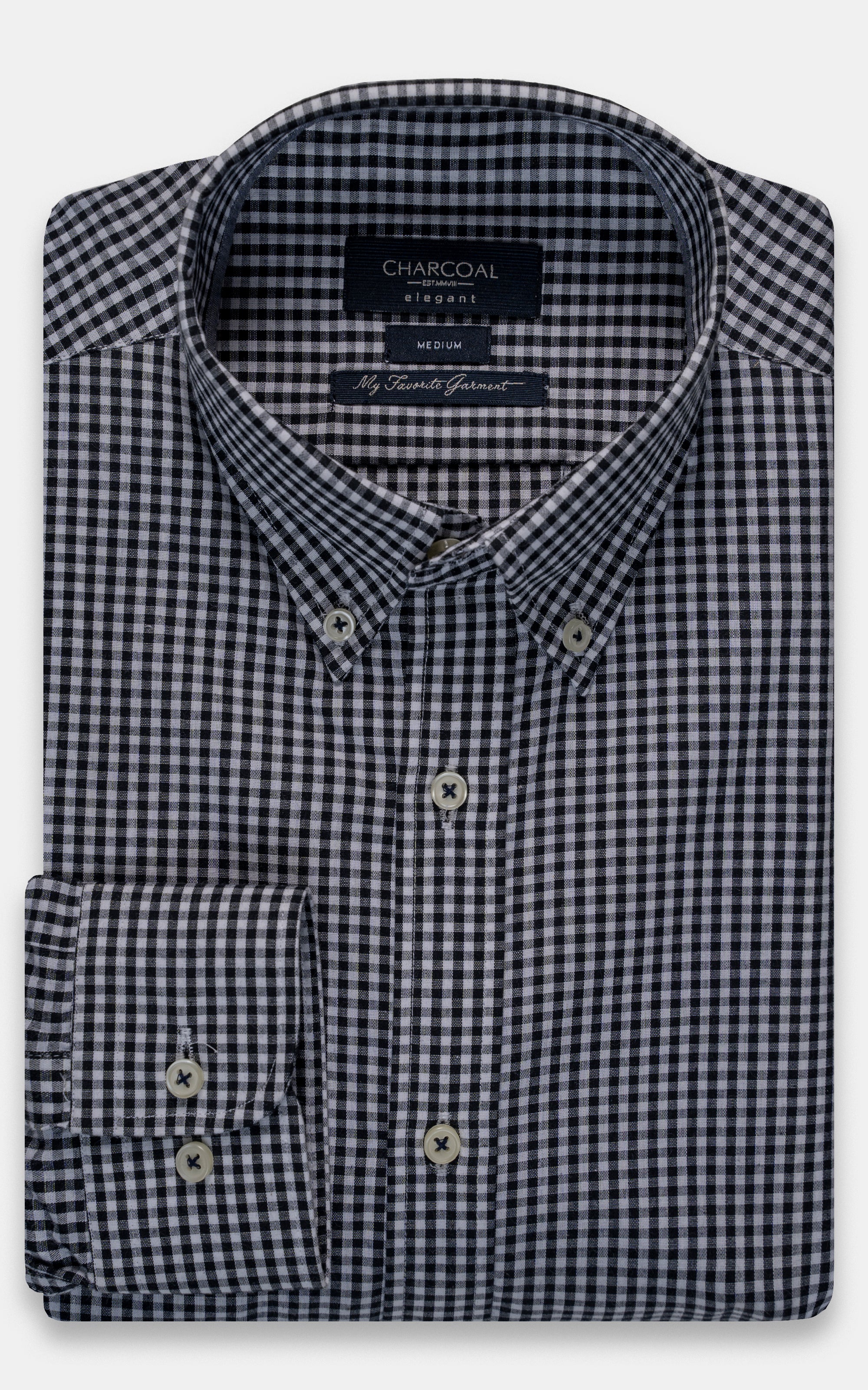 SEMI FORMAL SHIRT BLACK WHITE CHECK