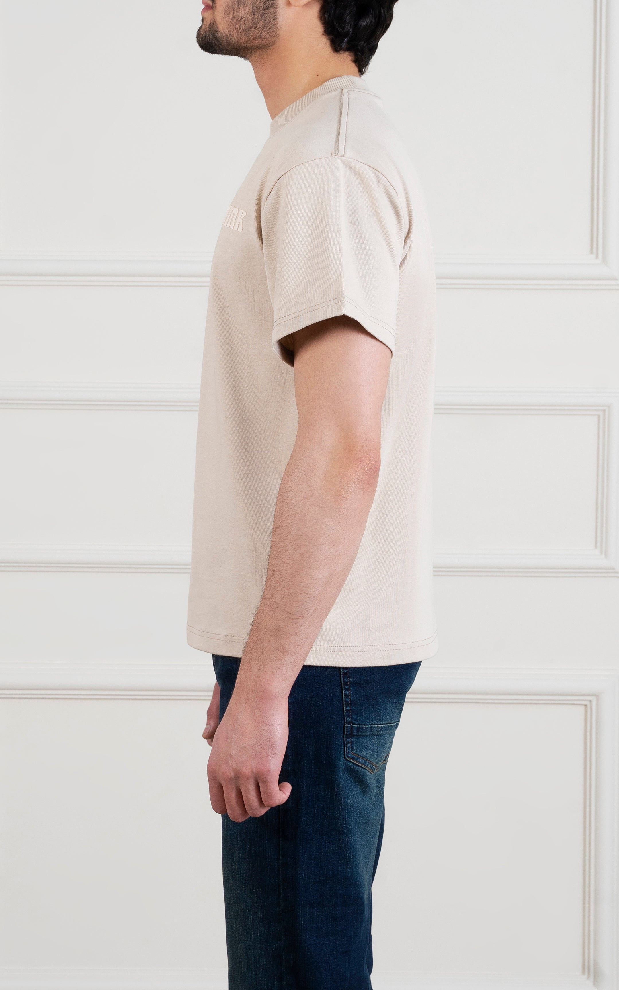OVER SIZE GRAPHIC T SHIRT BEIGE