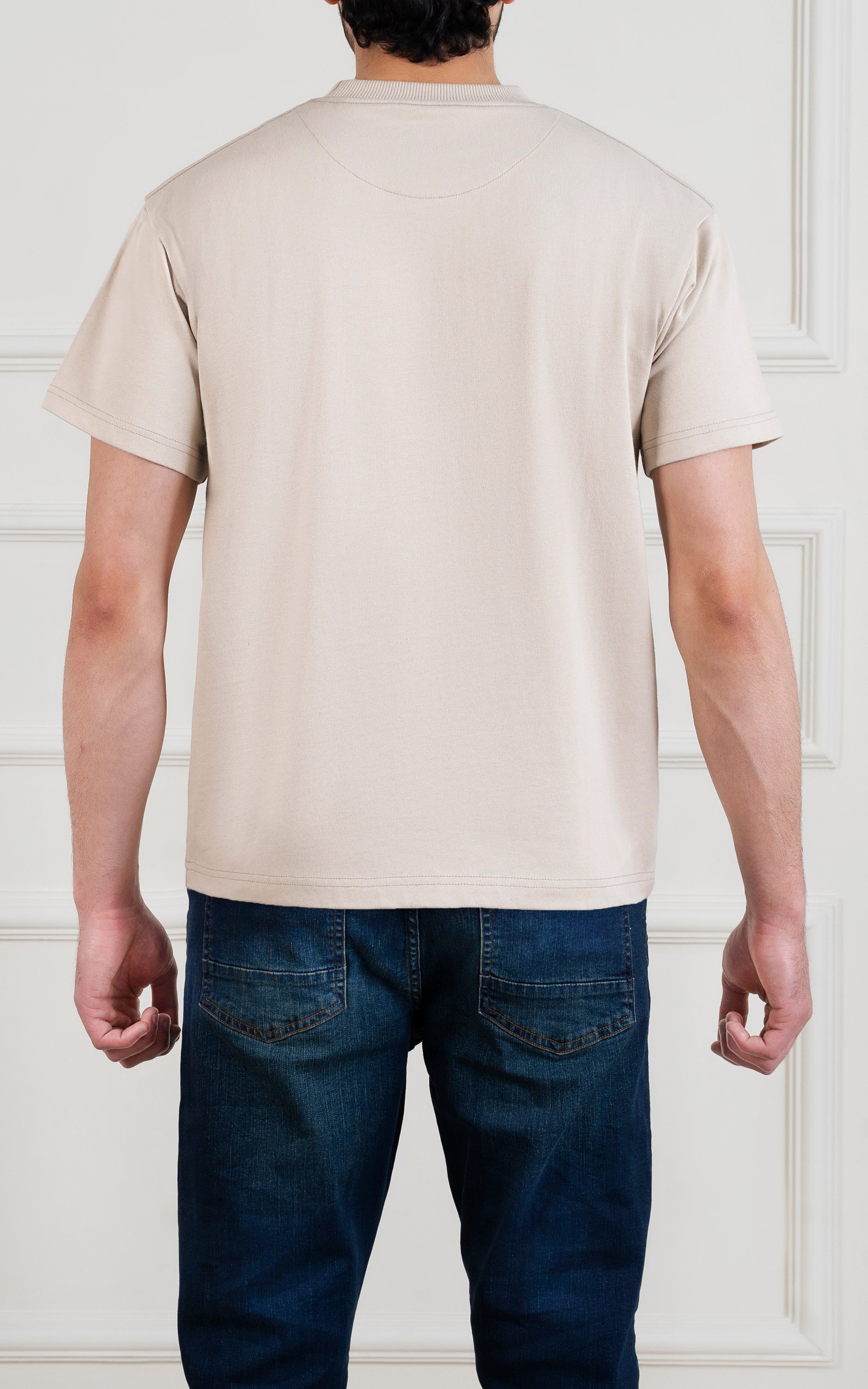 OVER SIZE GRAPHIC T SHIRT BEIGE