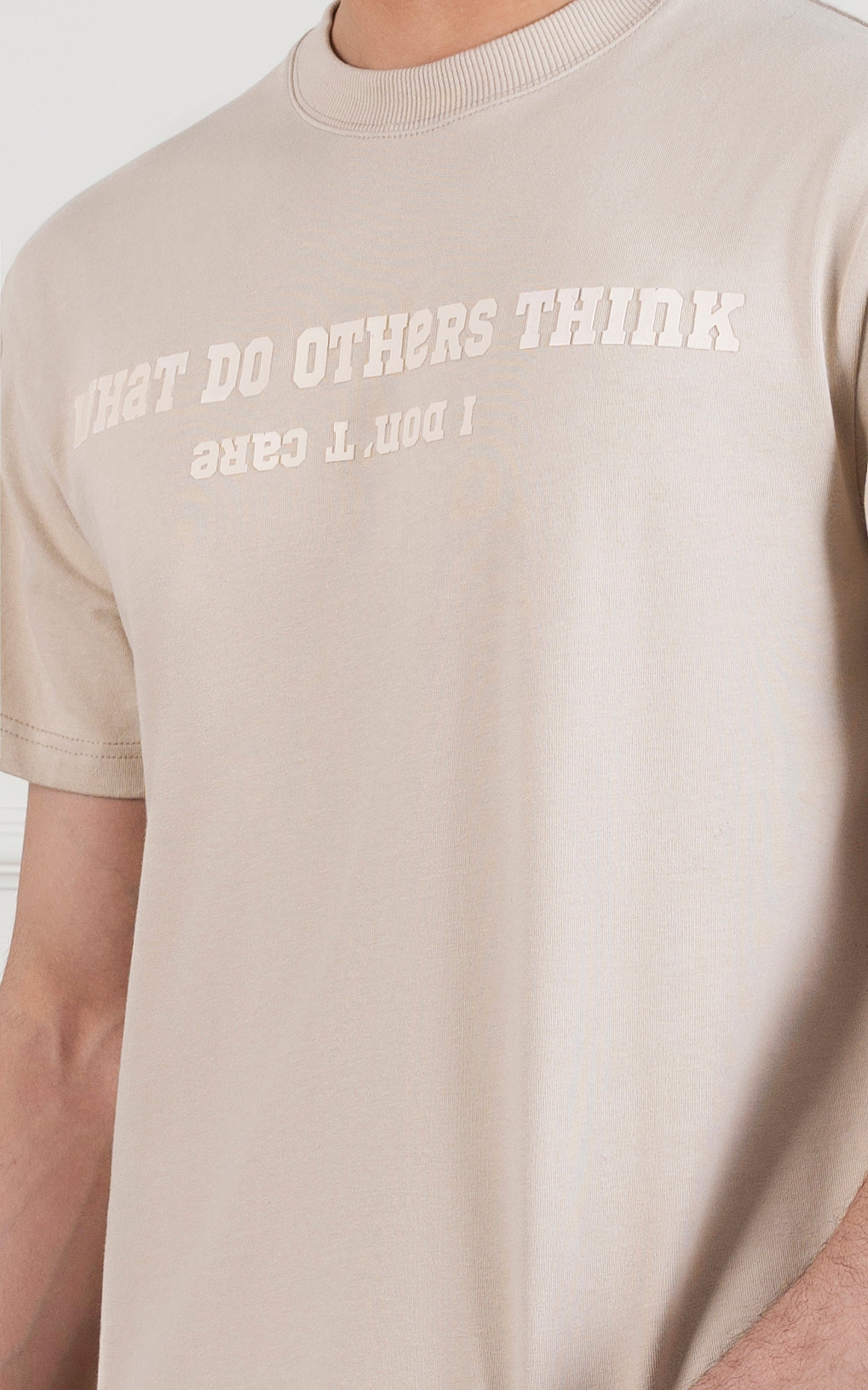 OVER SIZE GRAPHIC T SHIRT BEIGE