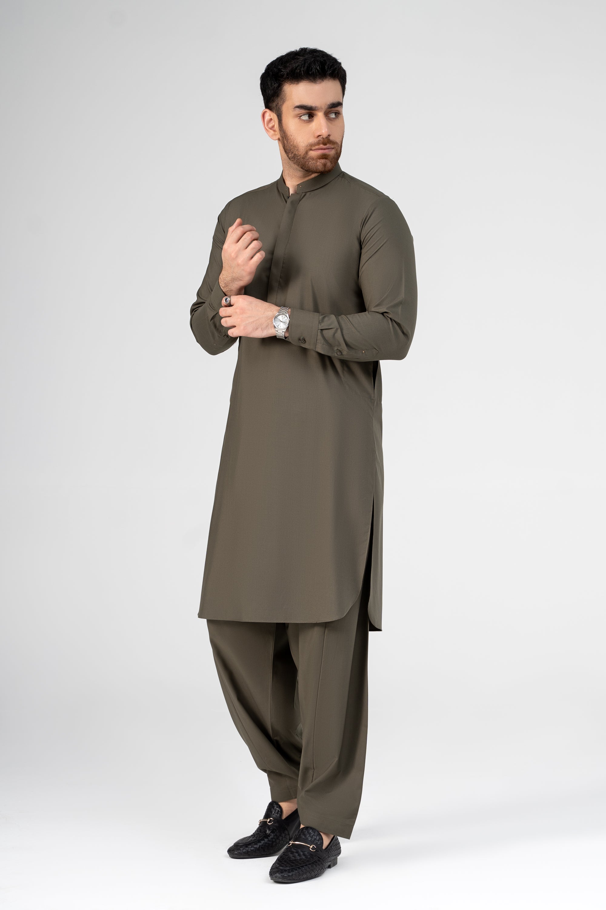 PREMIUM WASH AND WEAR KAMEEZ SHALWAR OLIVE