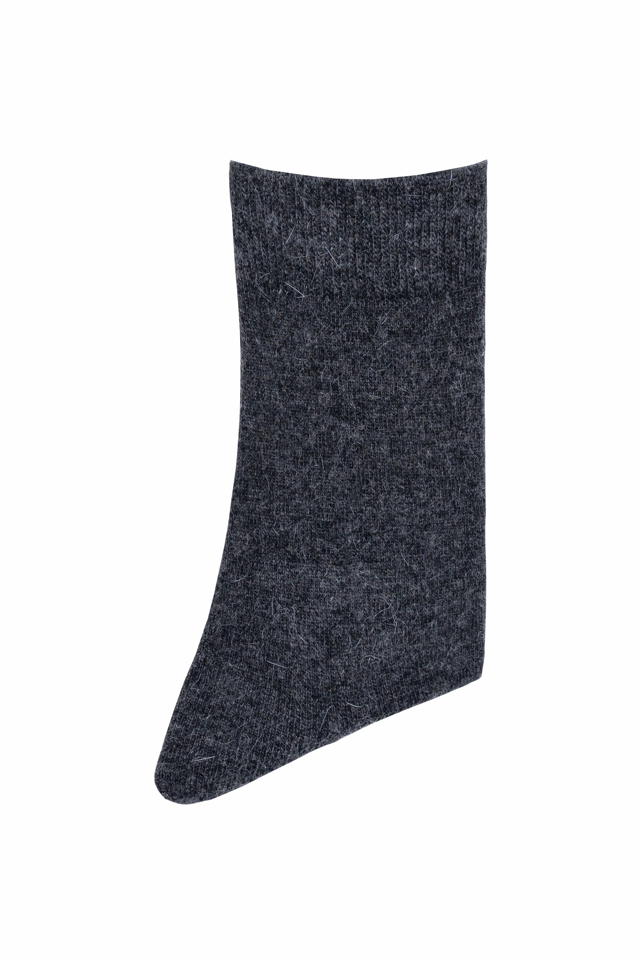 Dark gray wool ankle sock with textured knit and ribbed cuff