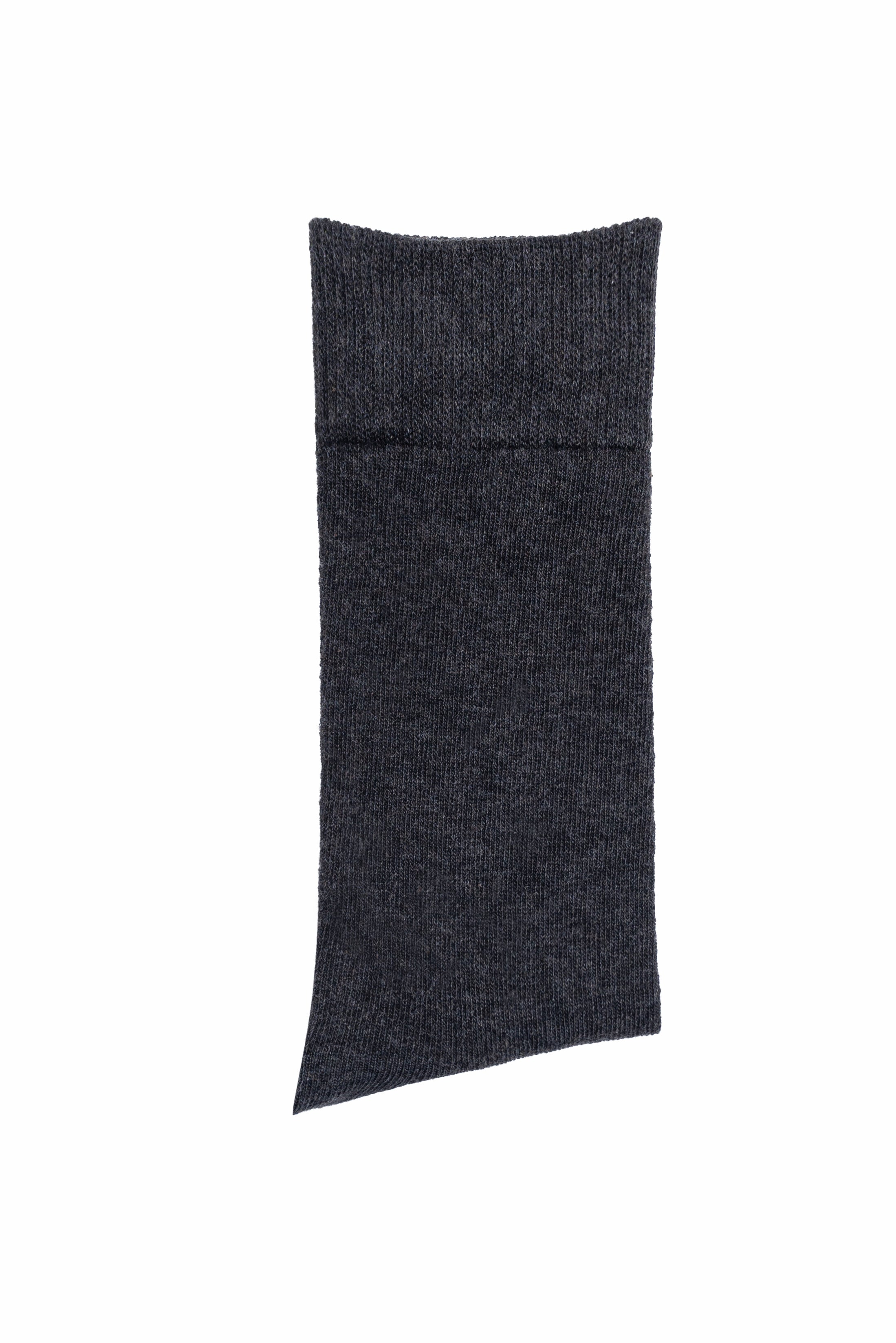 Wool crew socks, dark heathered knit with folded cuff