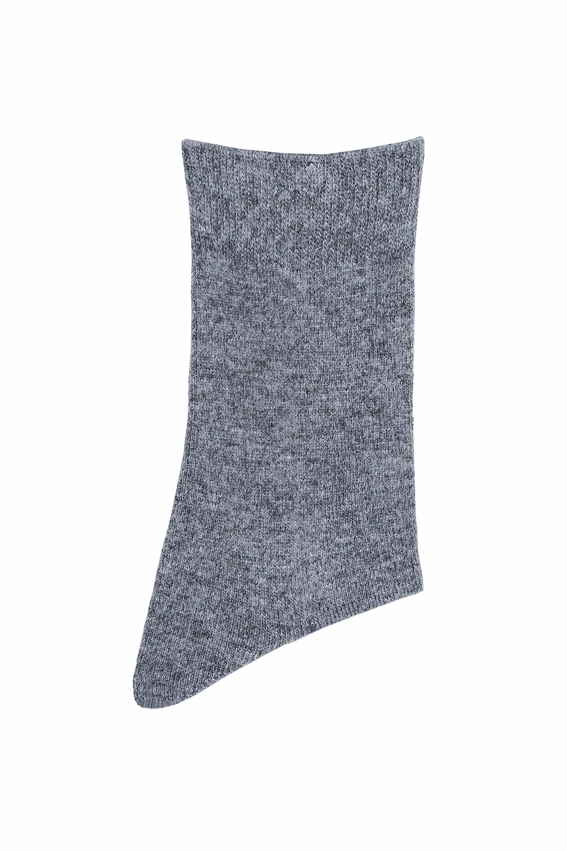 Wool socks, heather gray-blue crew length with ribbed knit cuff