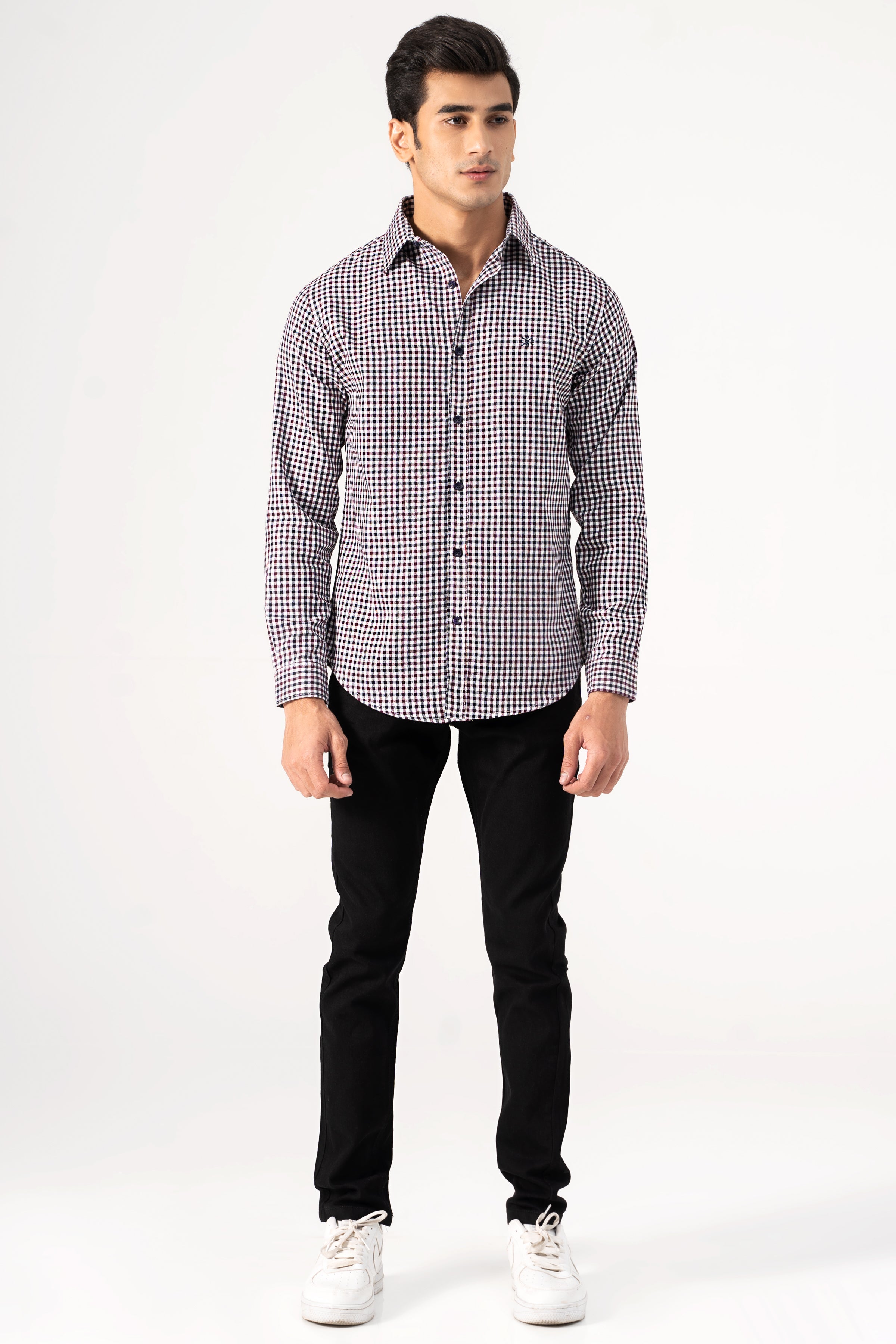 CASUAL SHIRT NAVY MAROON CHECK