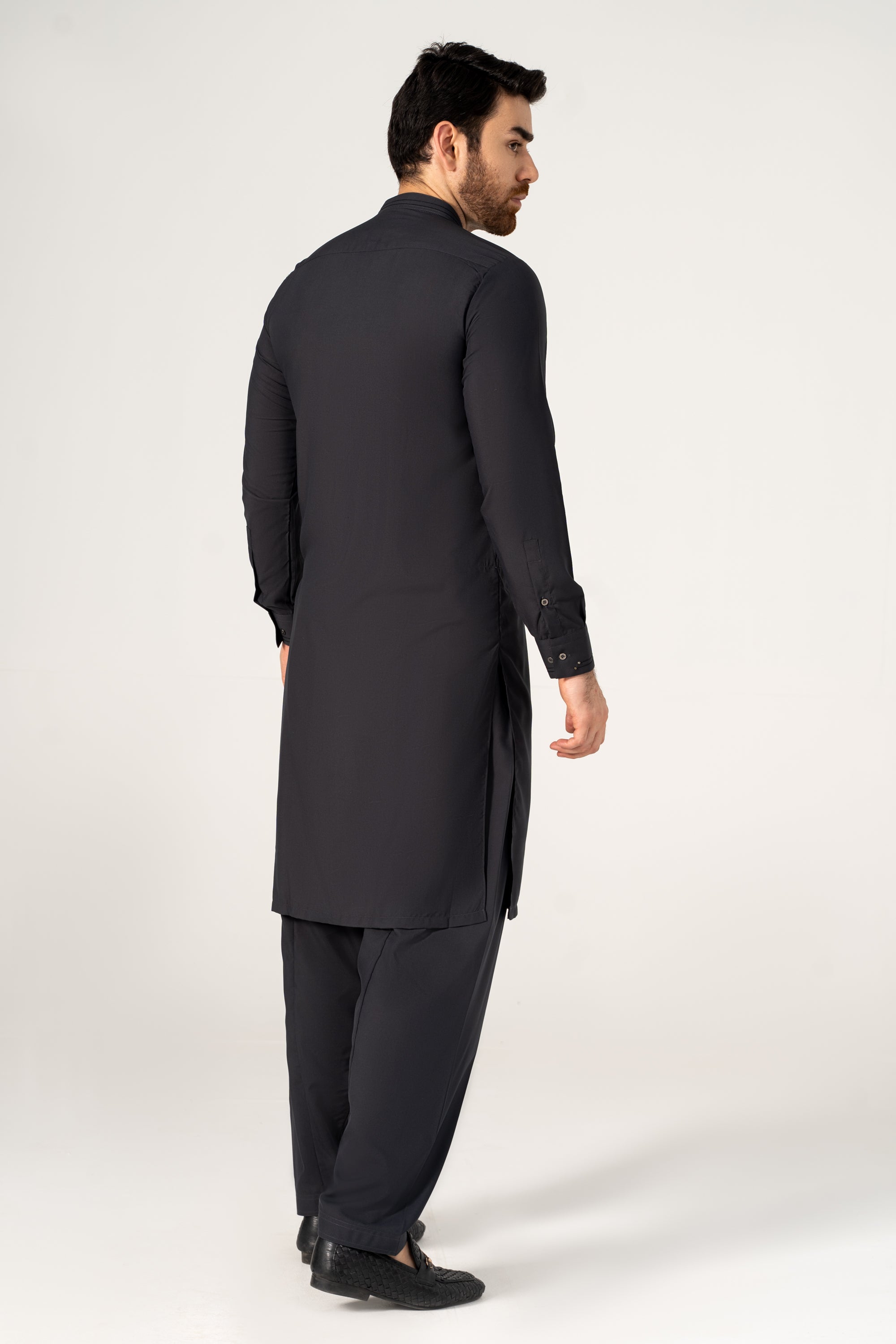 WASH AND WEAR KAMEEZ SHALWAR DARK GREY