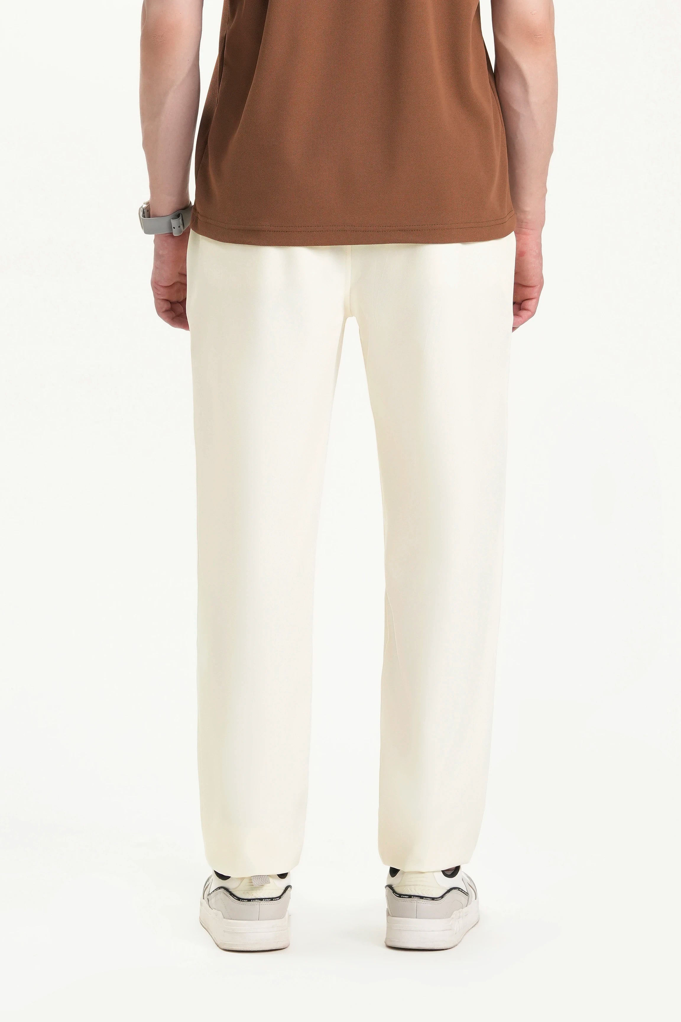 ELASTICATED WAIST CASUAL PANT OFF WHITE
