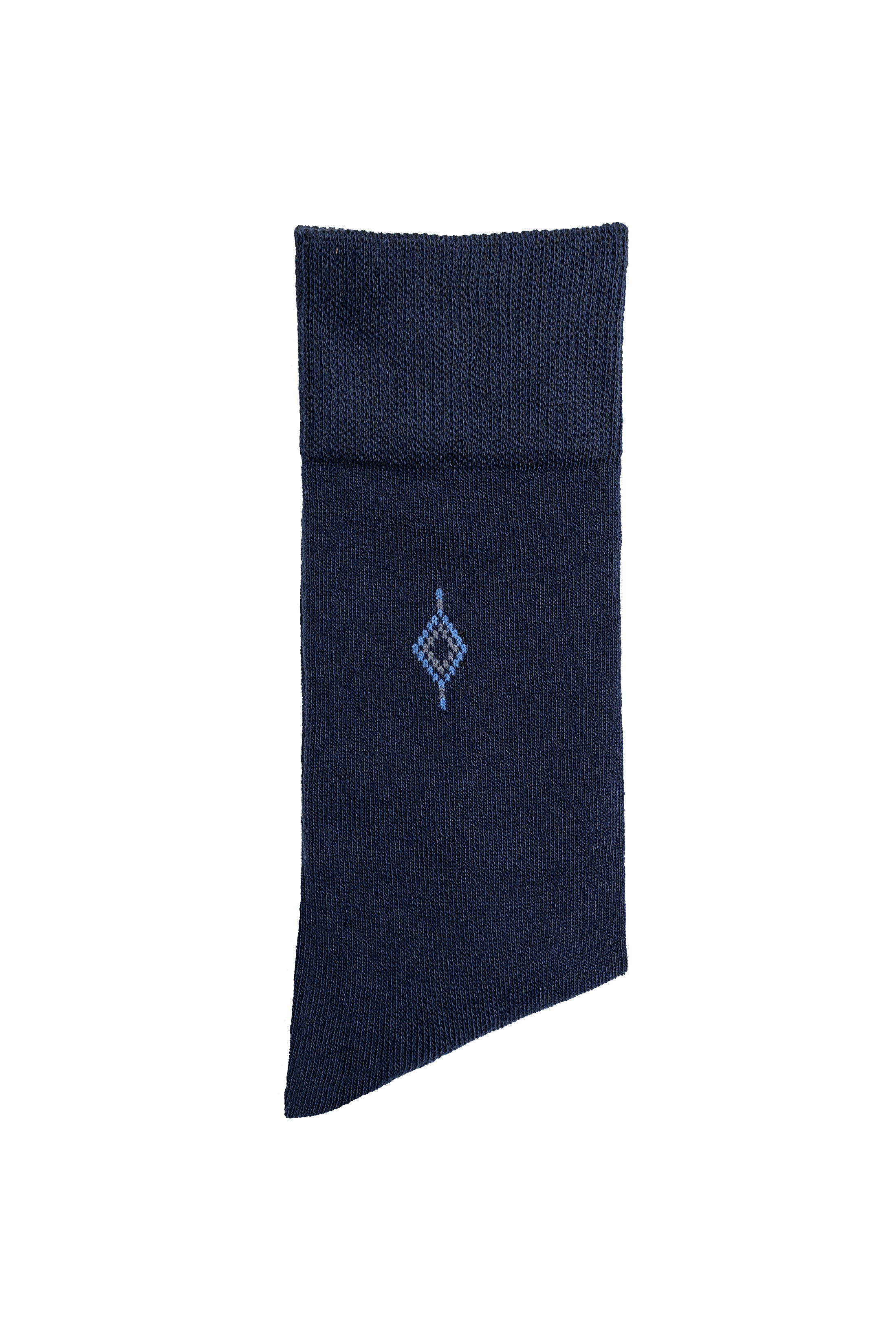 Crew socks dark blue wool with small centered diamond icon