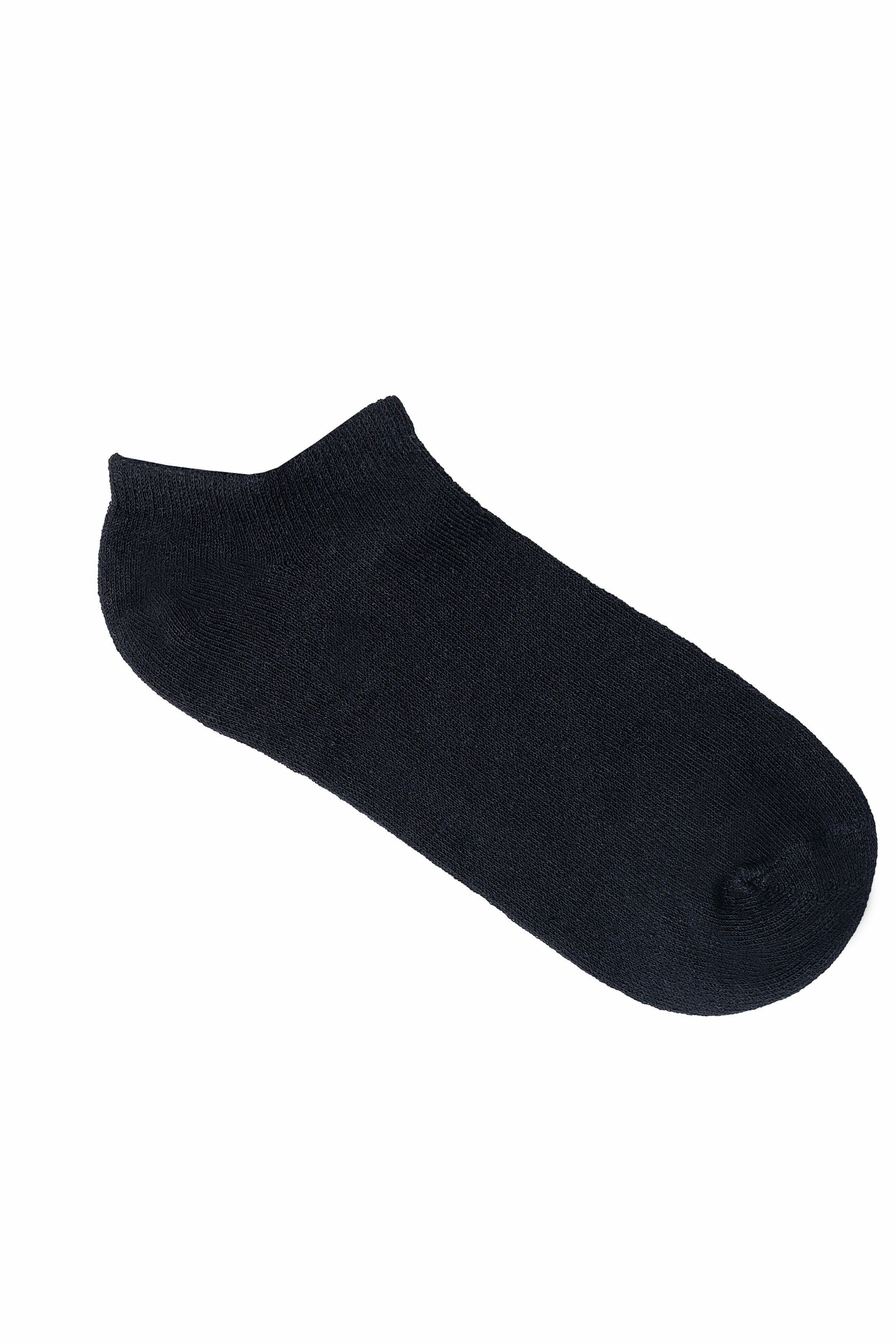 Dark no-show loafer sock with rounded toe seam