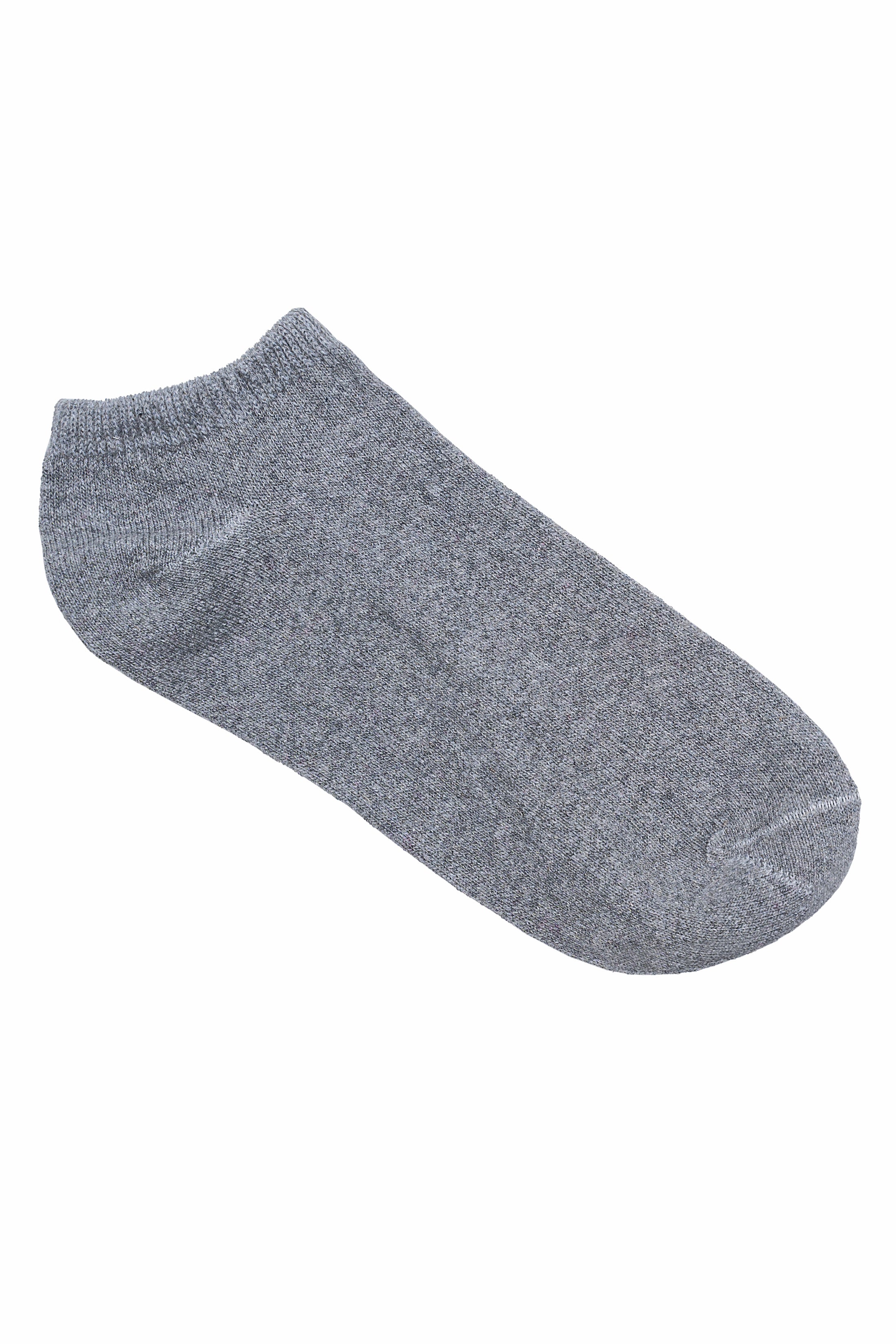 Gray ankle sock with heel and toe, ribbed cuff