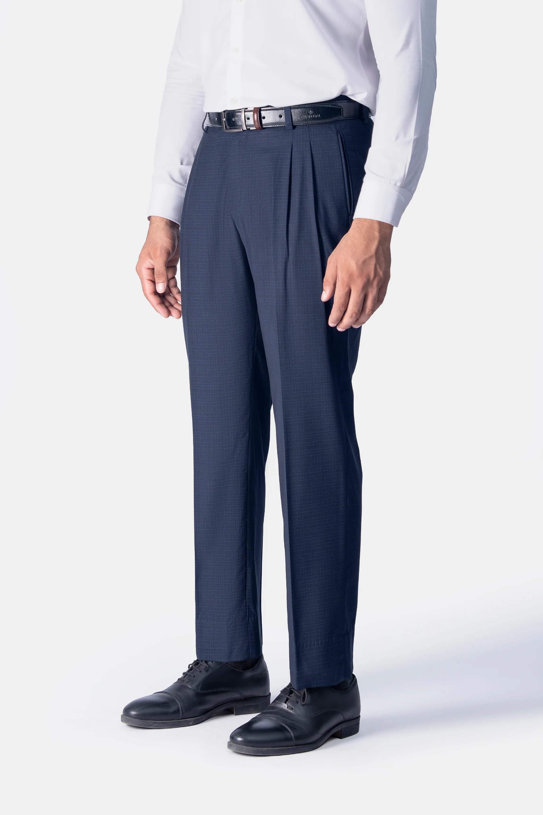 DOUBLE PLEATED PANTS NAVY