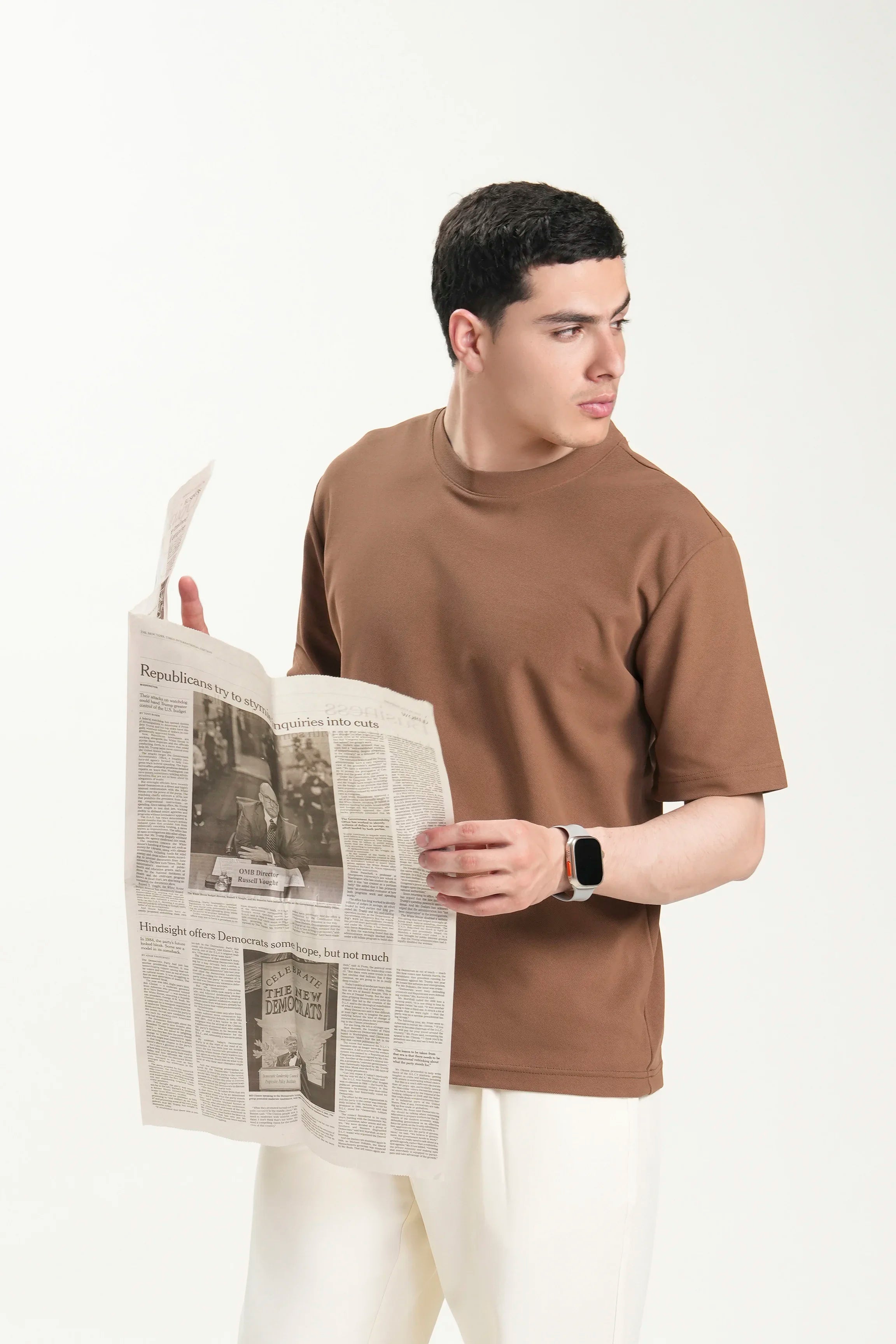 SMART FIT CREW NECK T-SHIRT BROWN