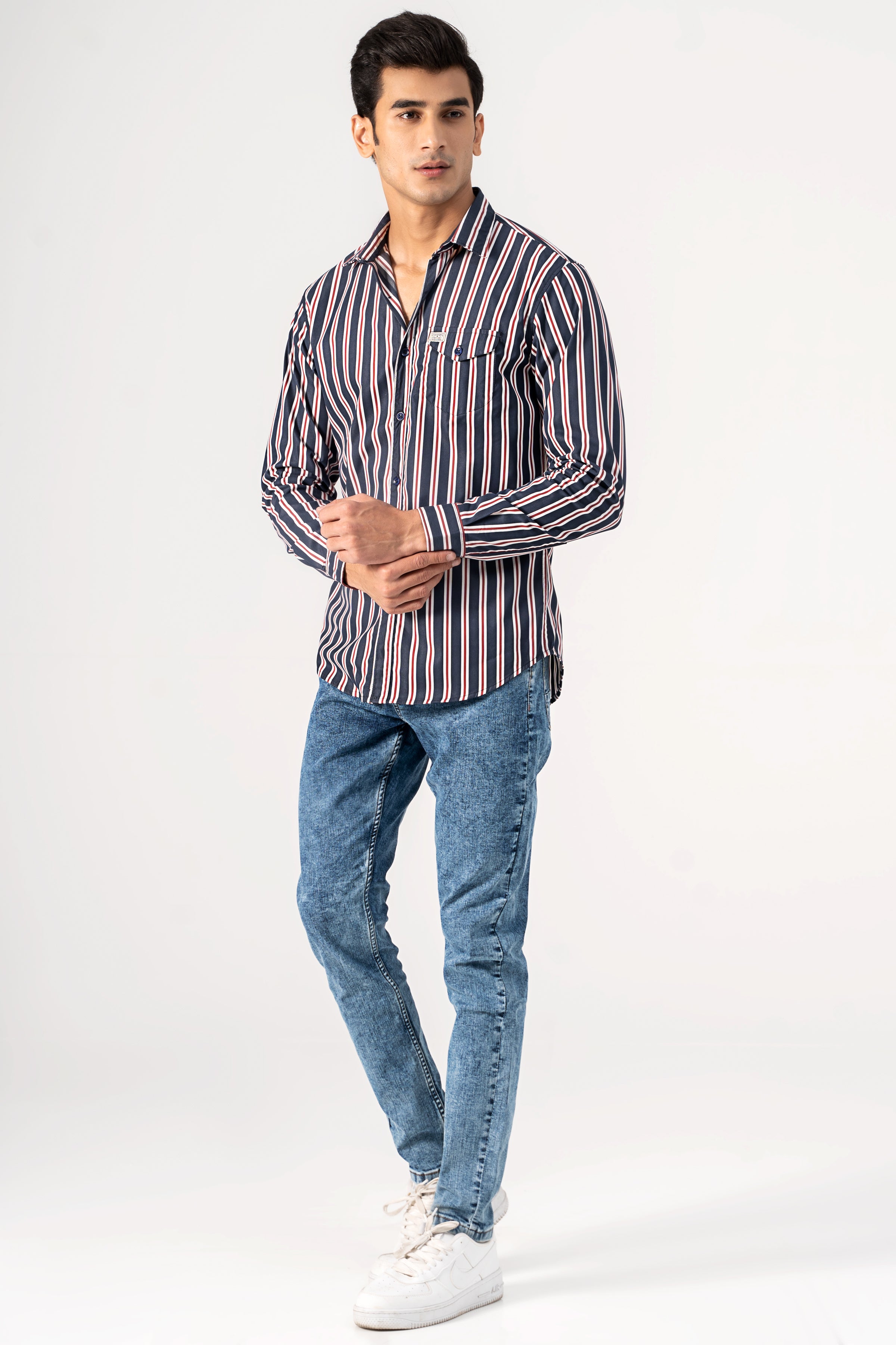CASUAL SHIRT NAVY STRIPER