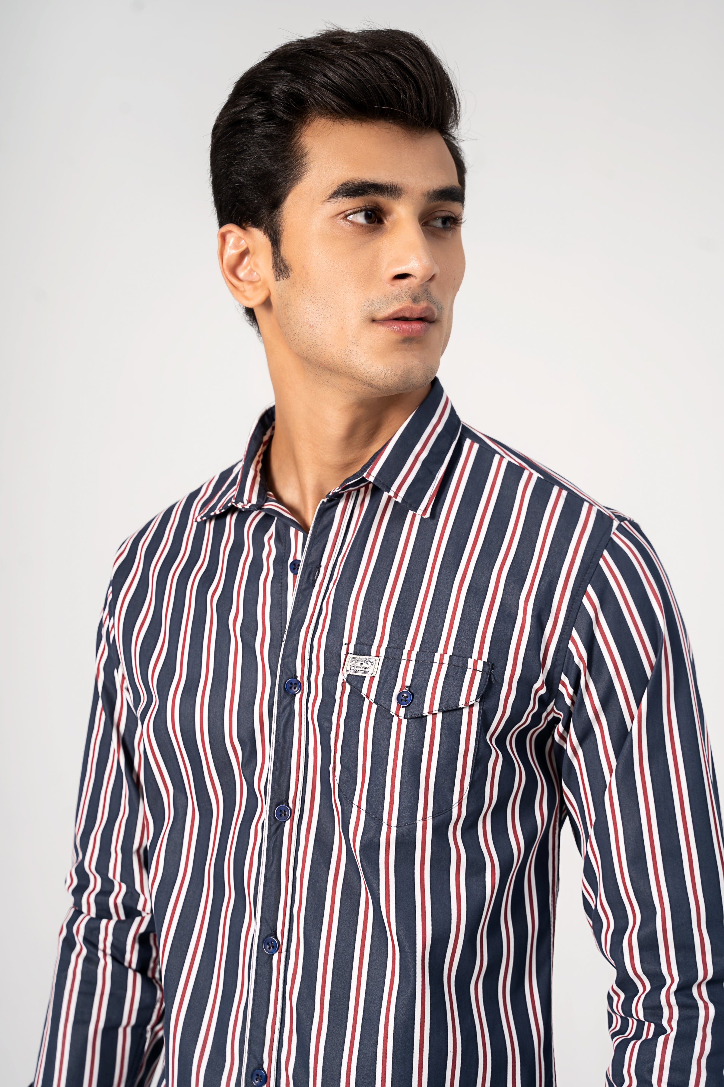 CASUAL SHIRT NAVY STRIPER