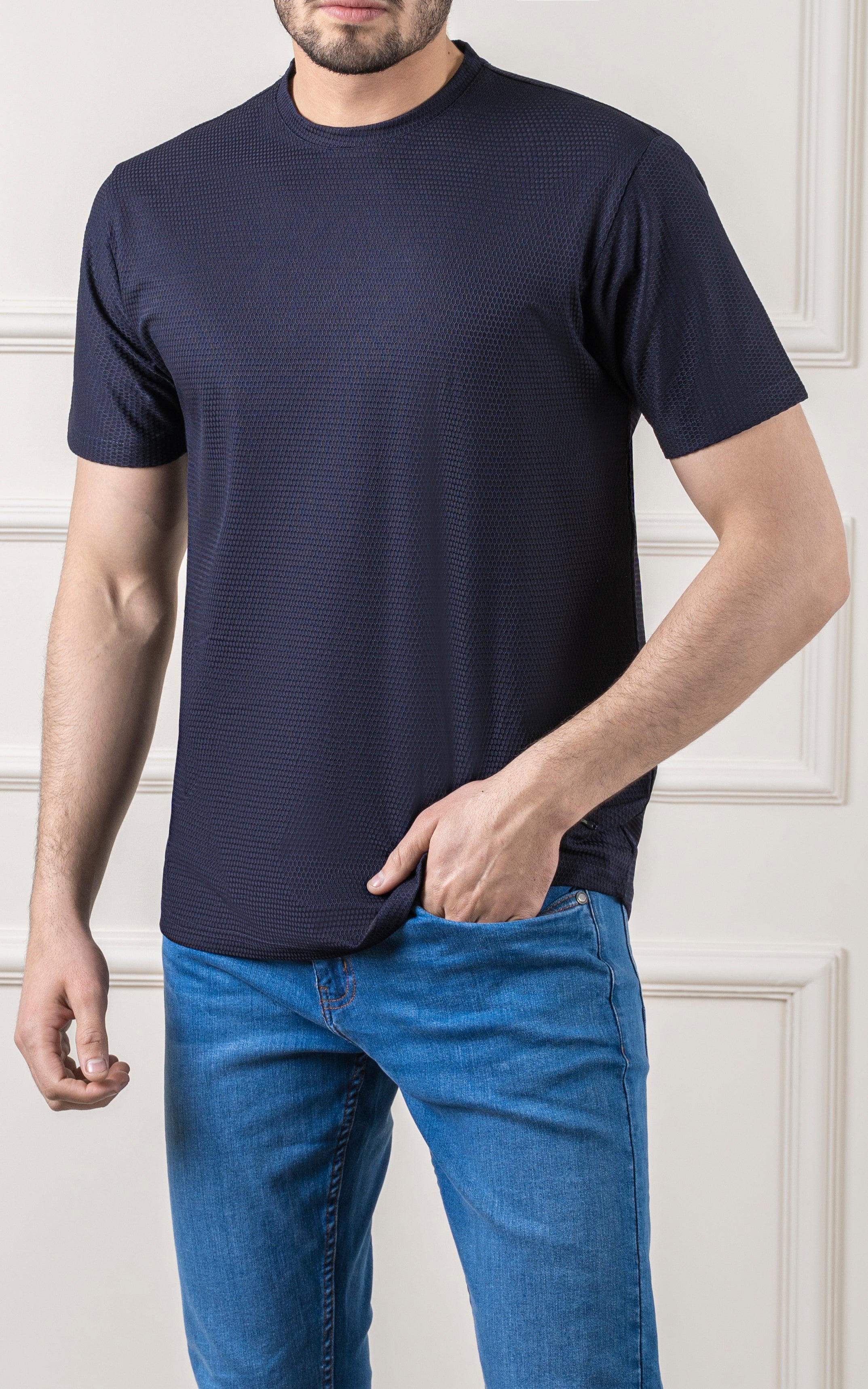 T SHIRT ROUND NECK NAVY