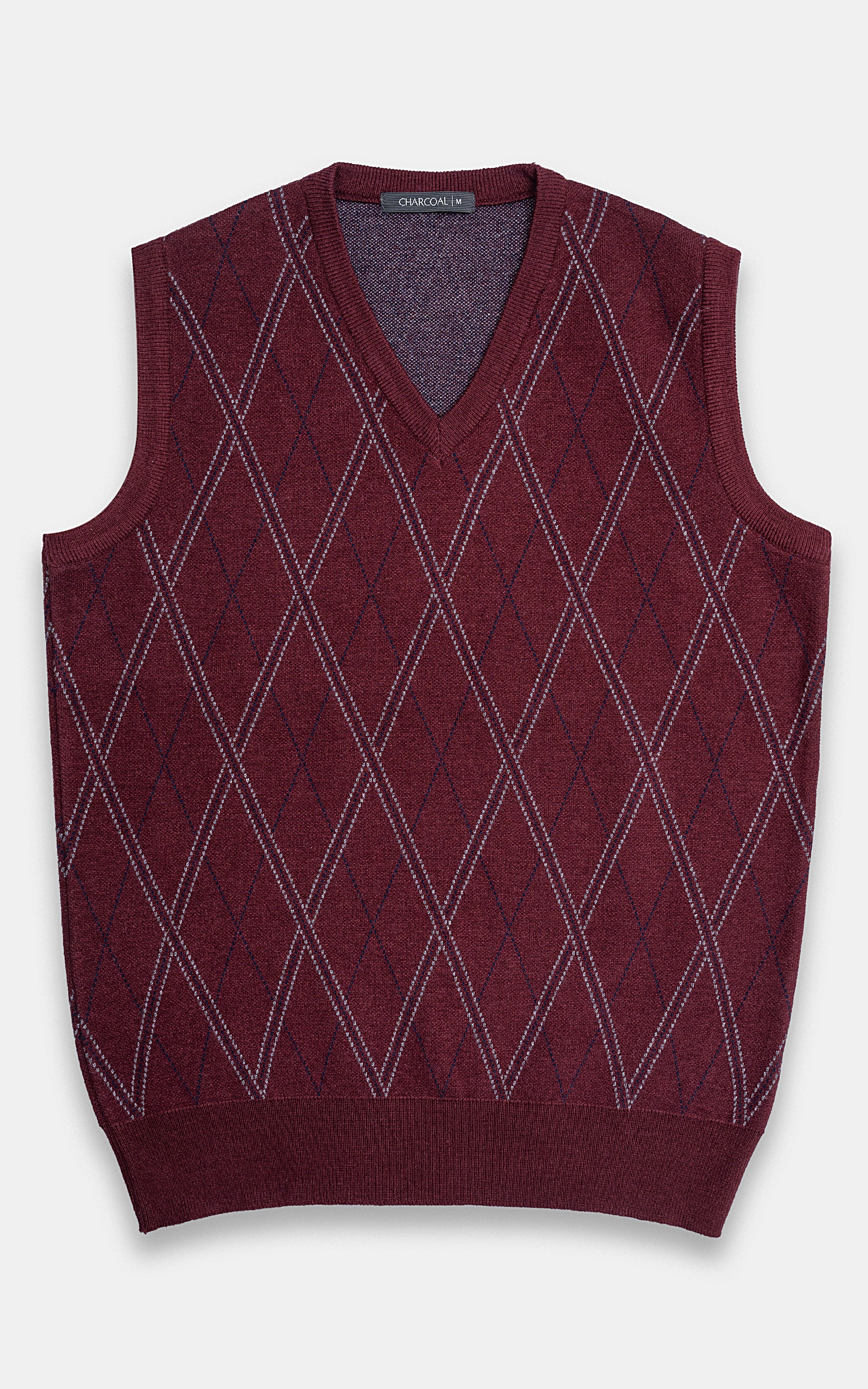 SLEEVELESS DIAMOND TEXTURED MAROON