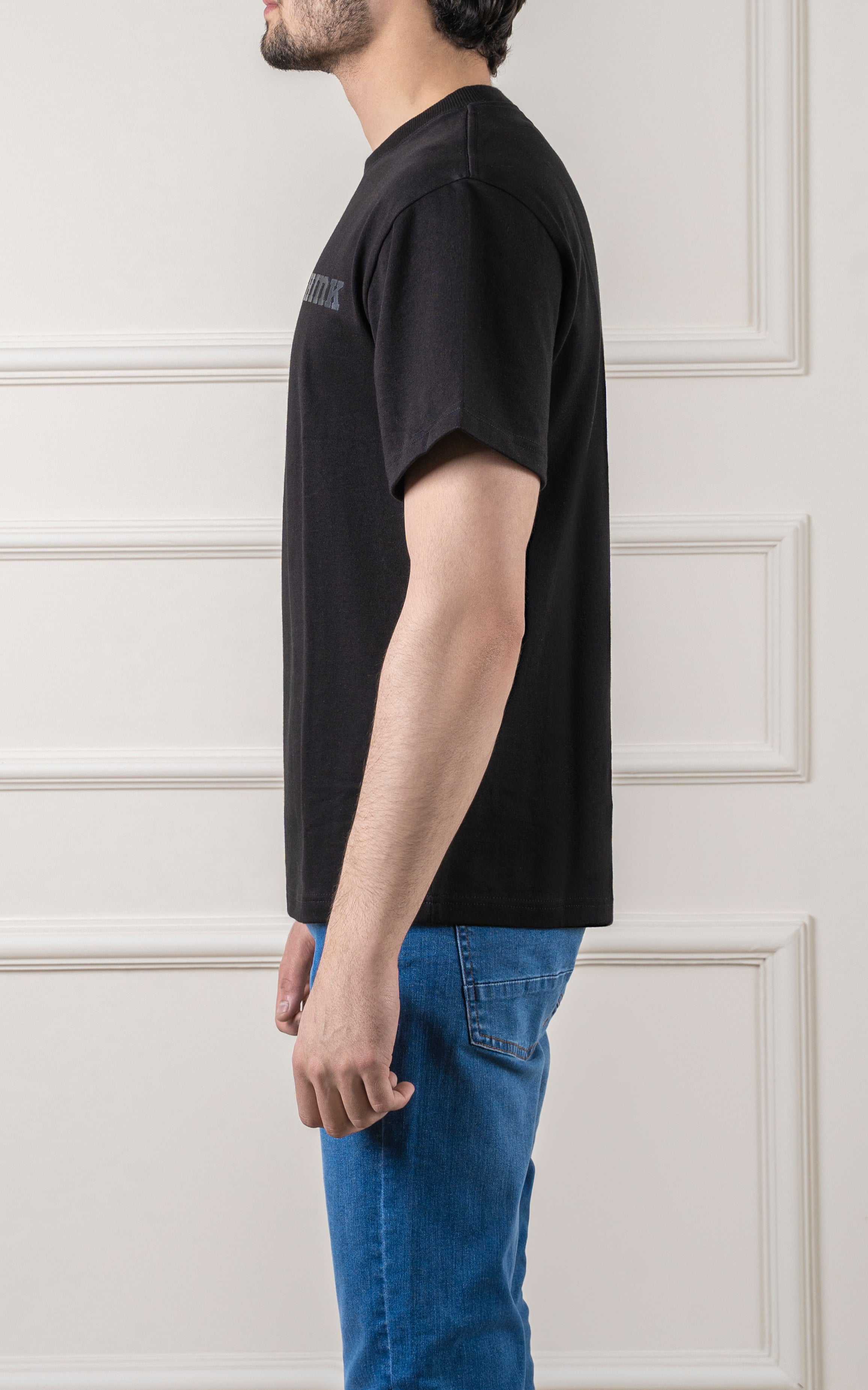 OVER SIZE GRAPHIC T SHIRT T SHIRT BLACK
