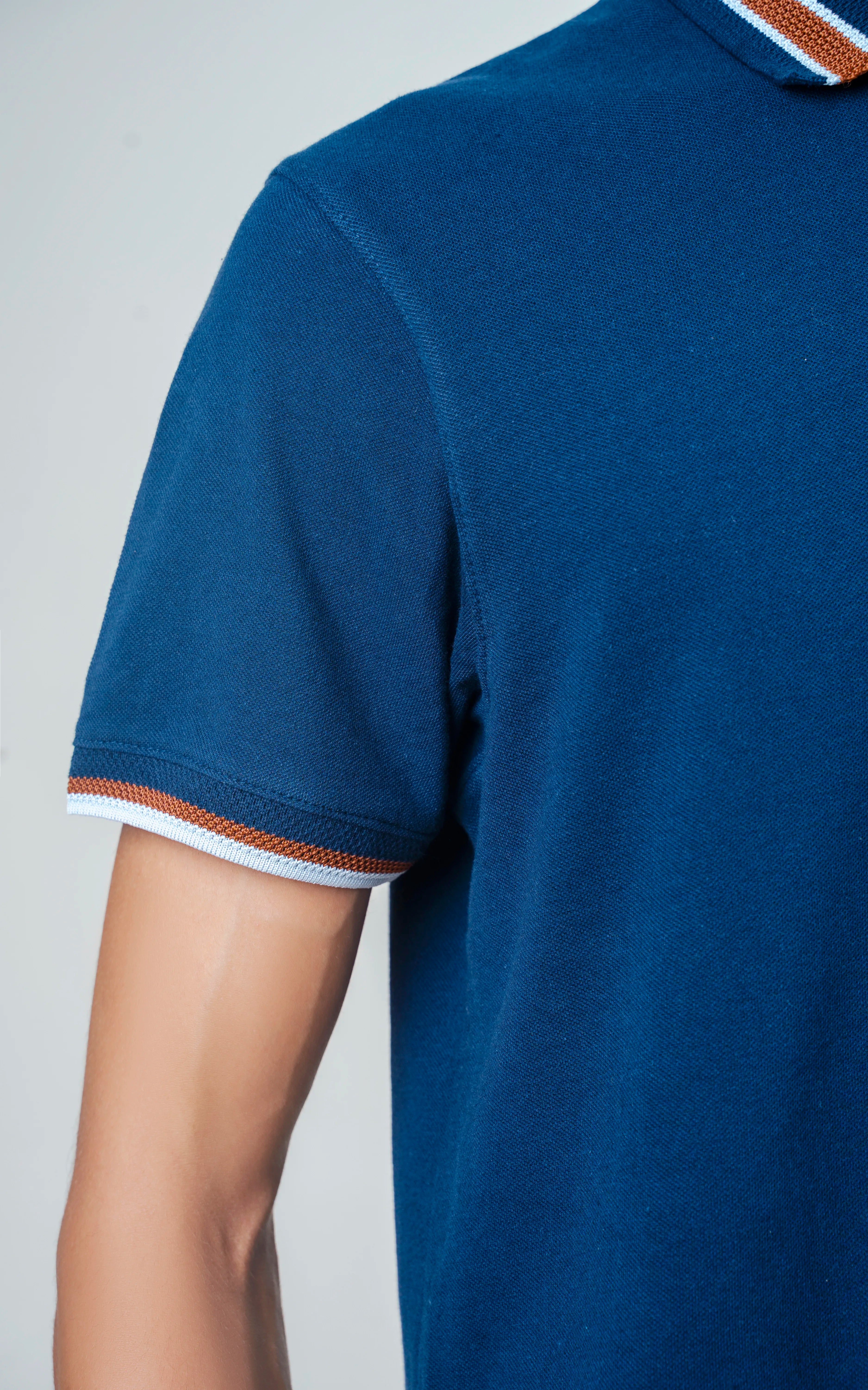 JACQUARD TIPPING COLLAR POLO NAVY