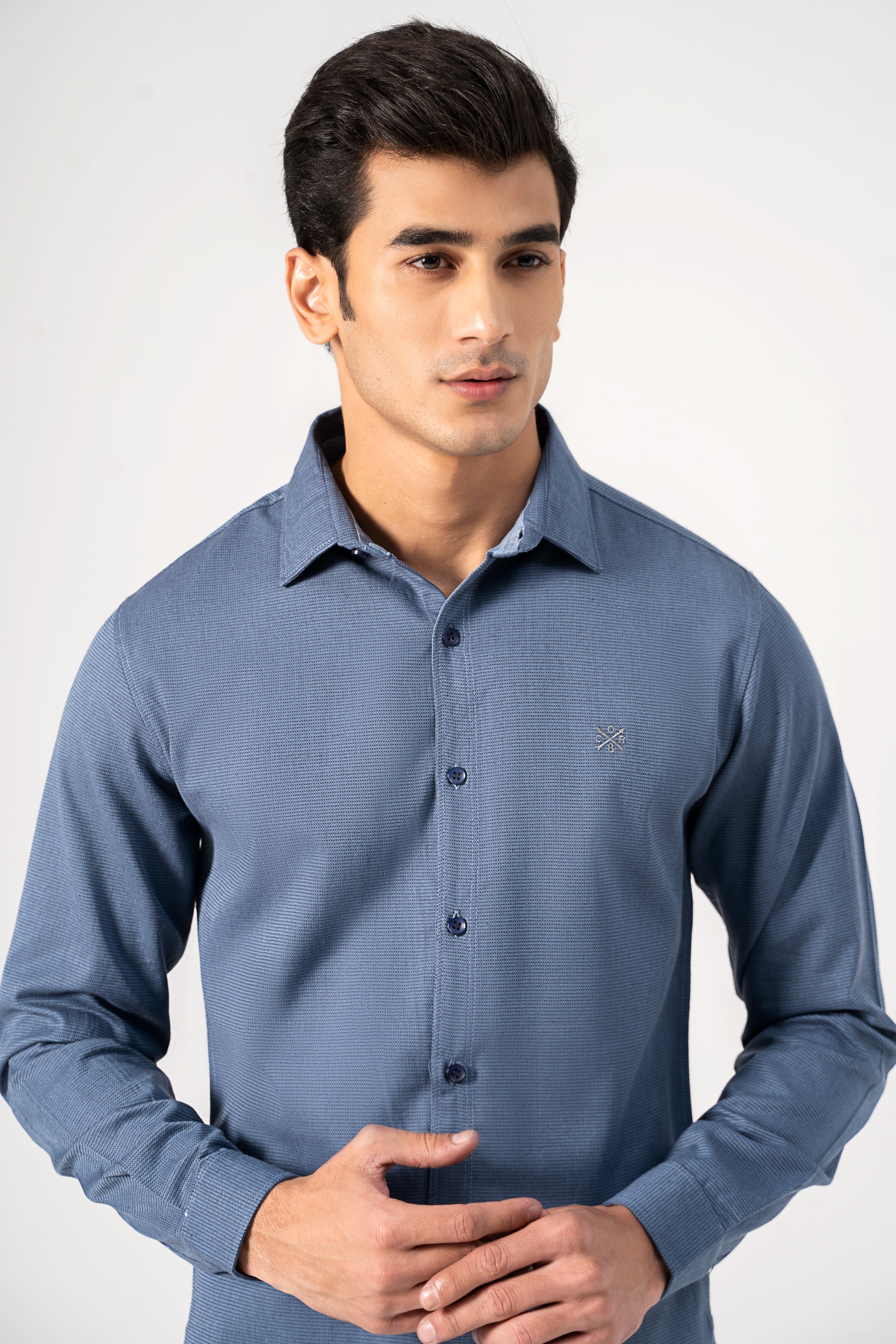 CASUAL SHIRT BLUE TEXTURE