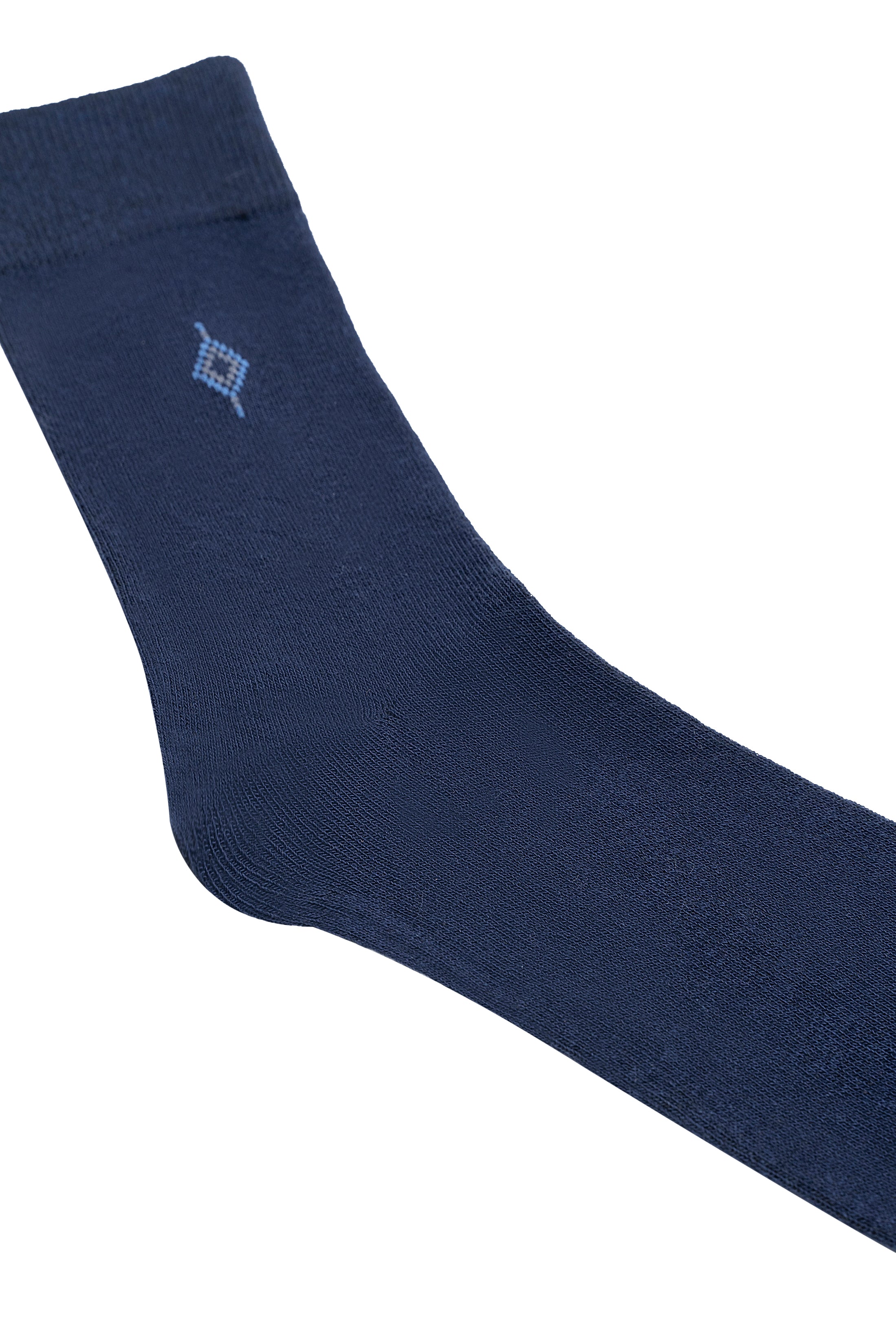 Crew socks in dark blue wool with small diamond emblem