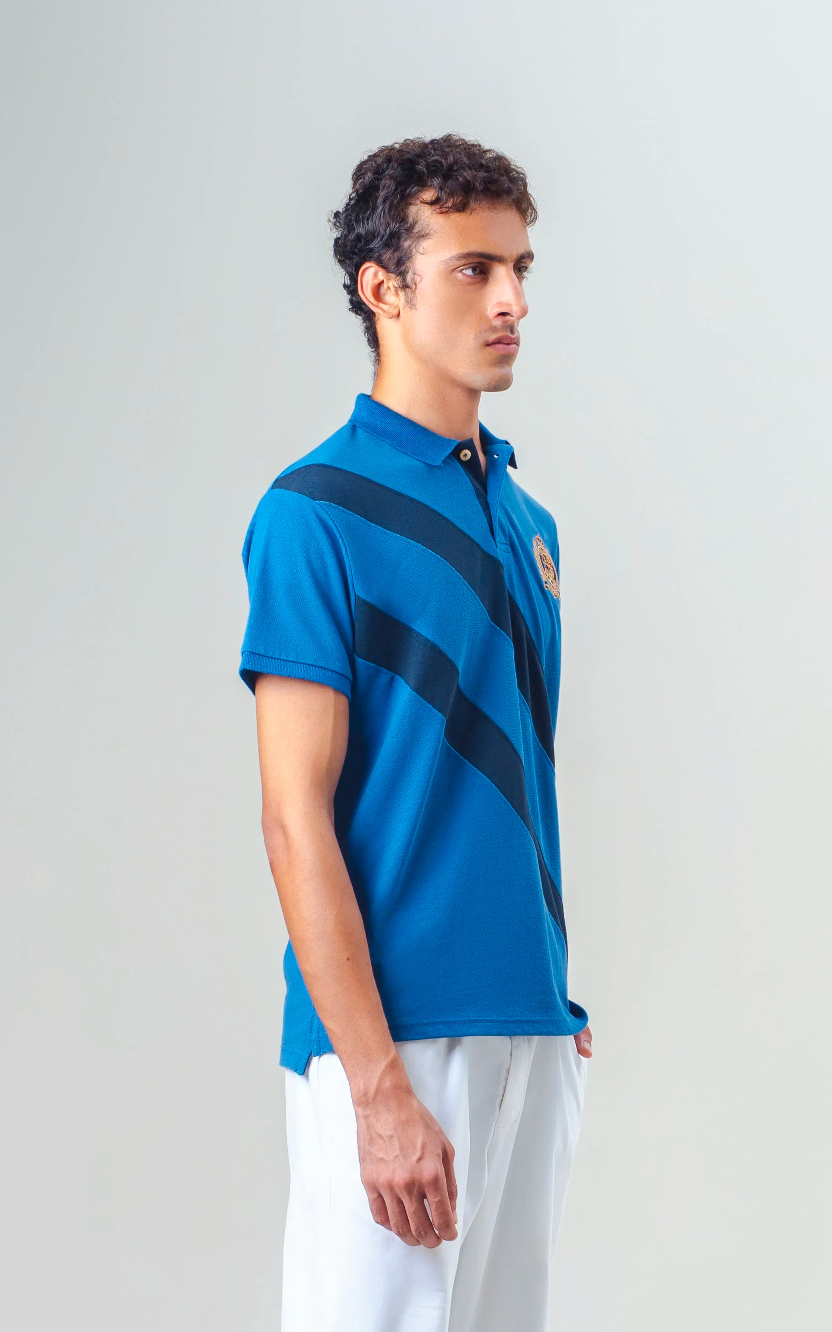 CUT & SEW POLO SHIRT ROYAL BLUE