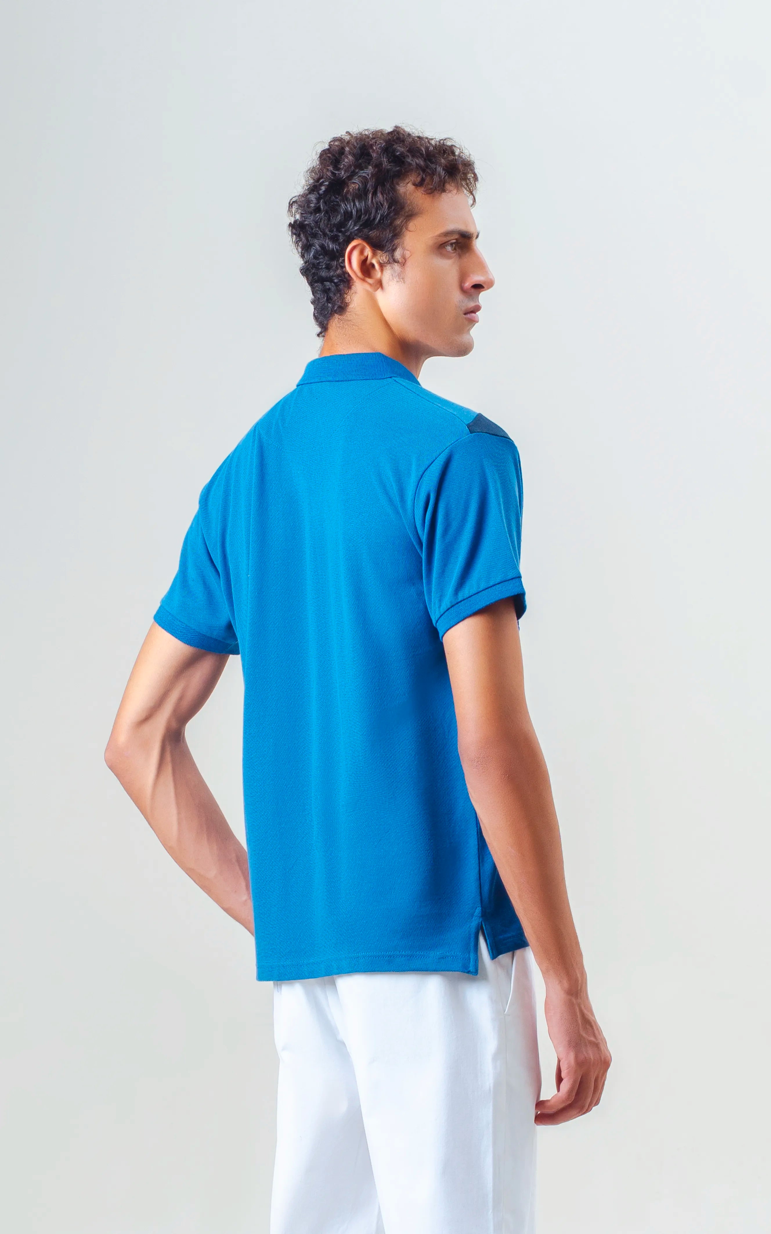 CUT & SEW POLO SHIRT ROYAL BLUE